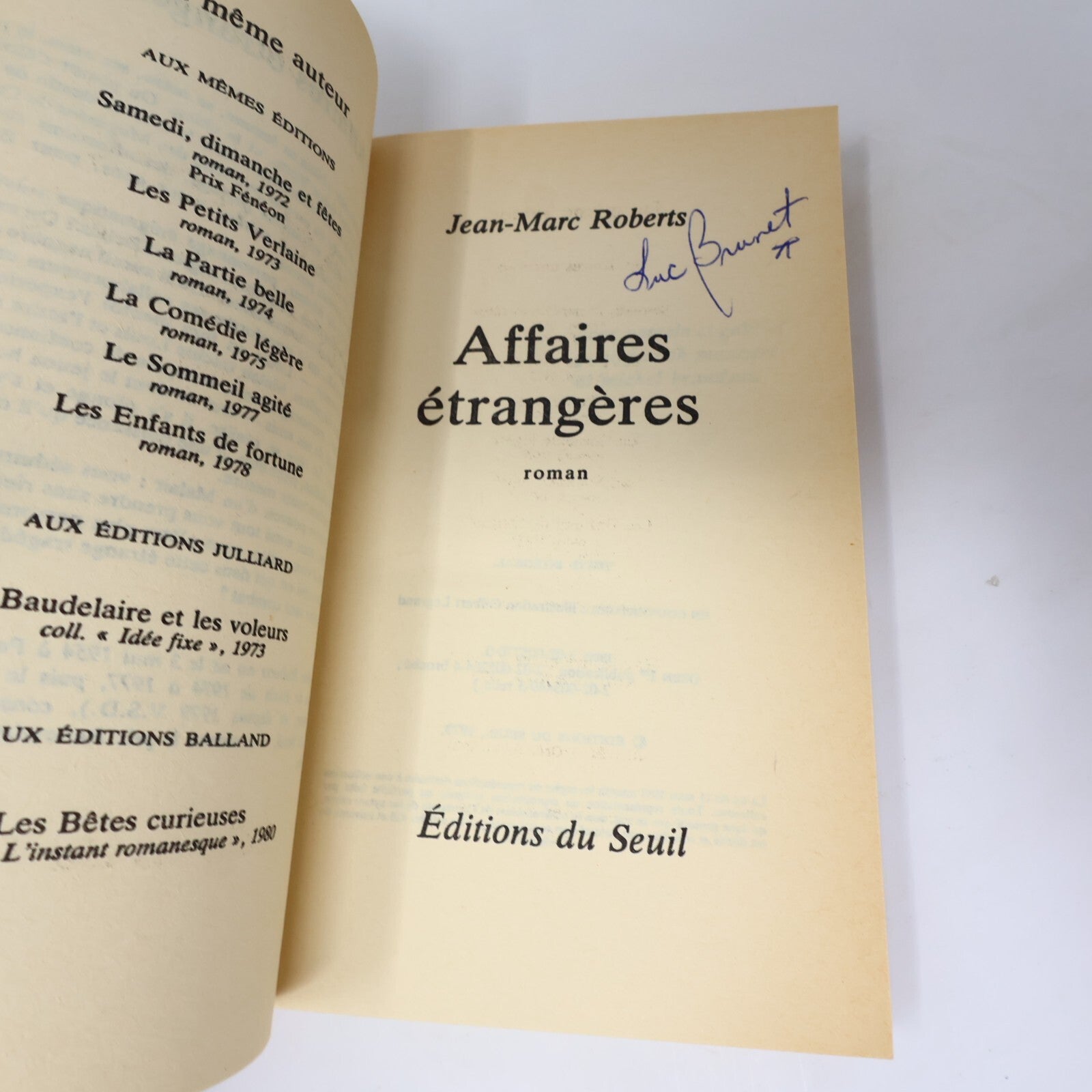 Jean-Marc Roberts Lot 2 Livres Les Enfants de Fortune/Affaires Étrangères Roman
