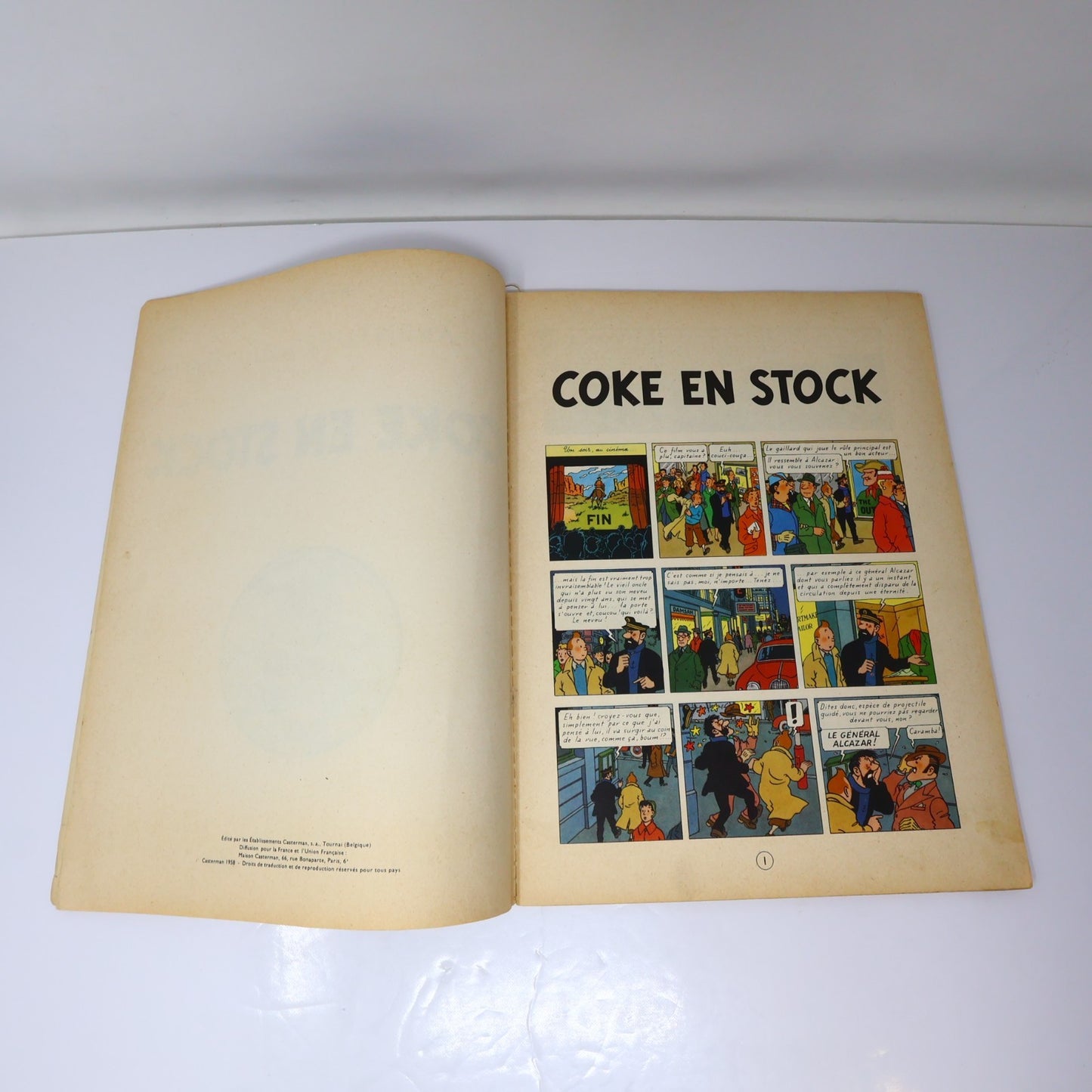 Tintin Coke en Stock Hergé Casterman 1958 B24 EO 19' Belge Couverture Manquante