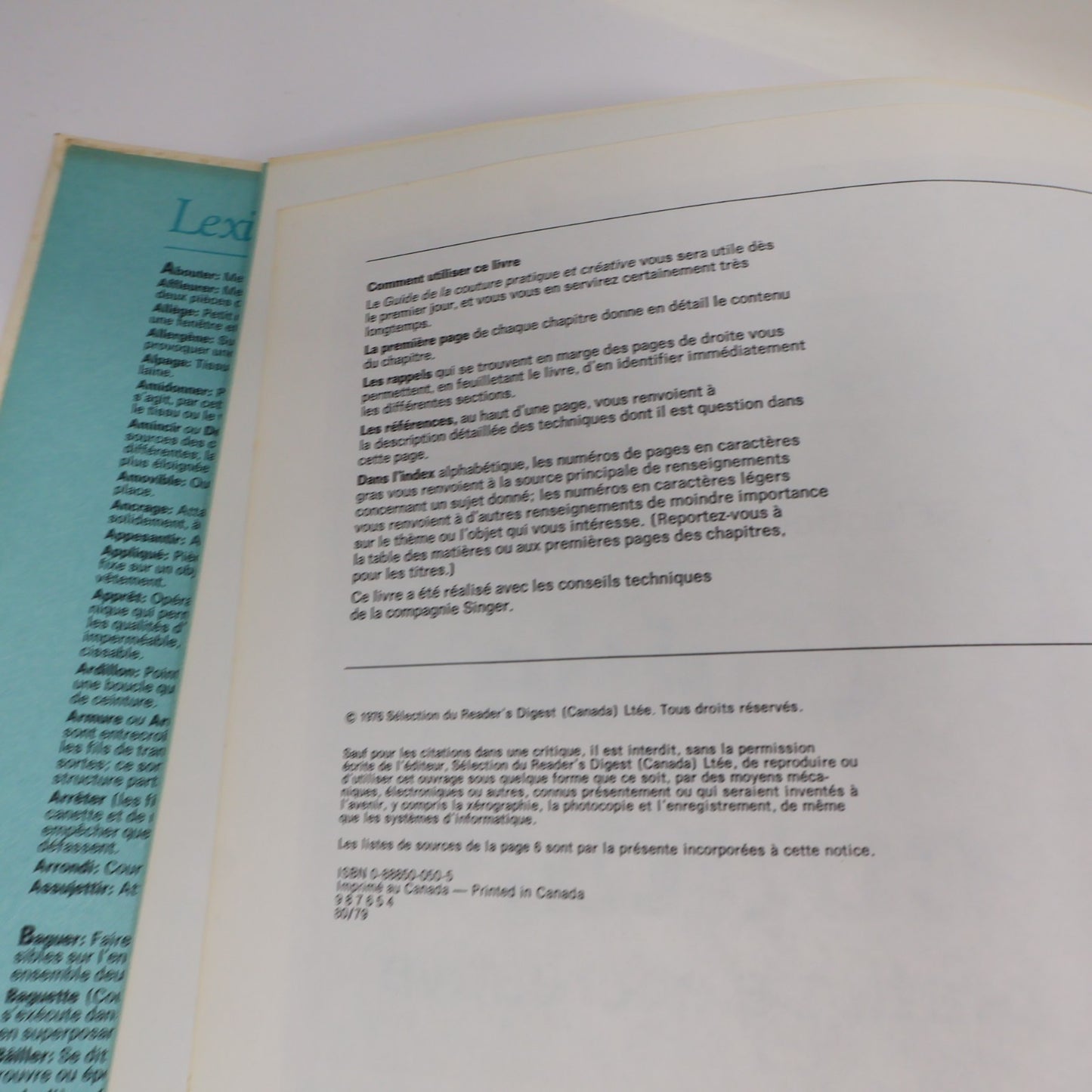 Guide de la Couture Pratique et Créative 1979 HC Reader's Digest Français Livre