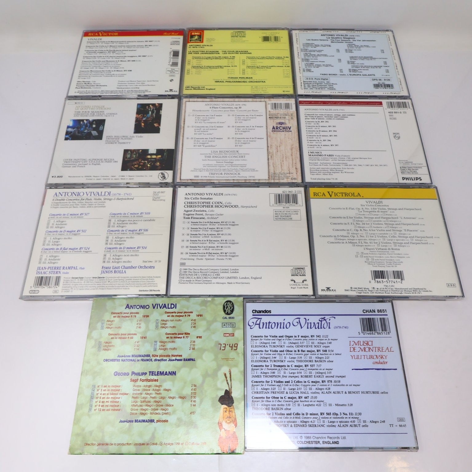 Vivaldi 11 CD Lot Le Quattro Stagioni/6 Violins Concertos/Flute Concertos op 10