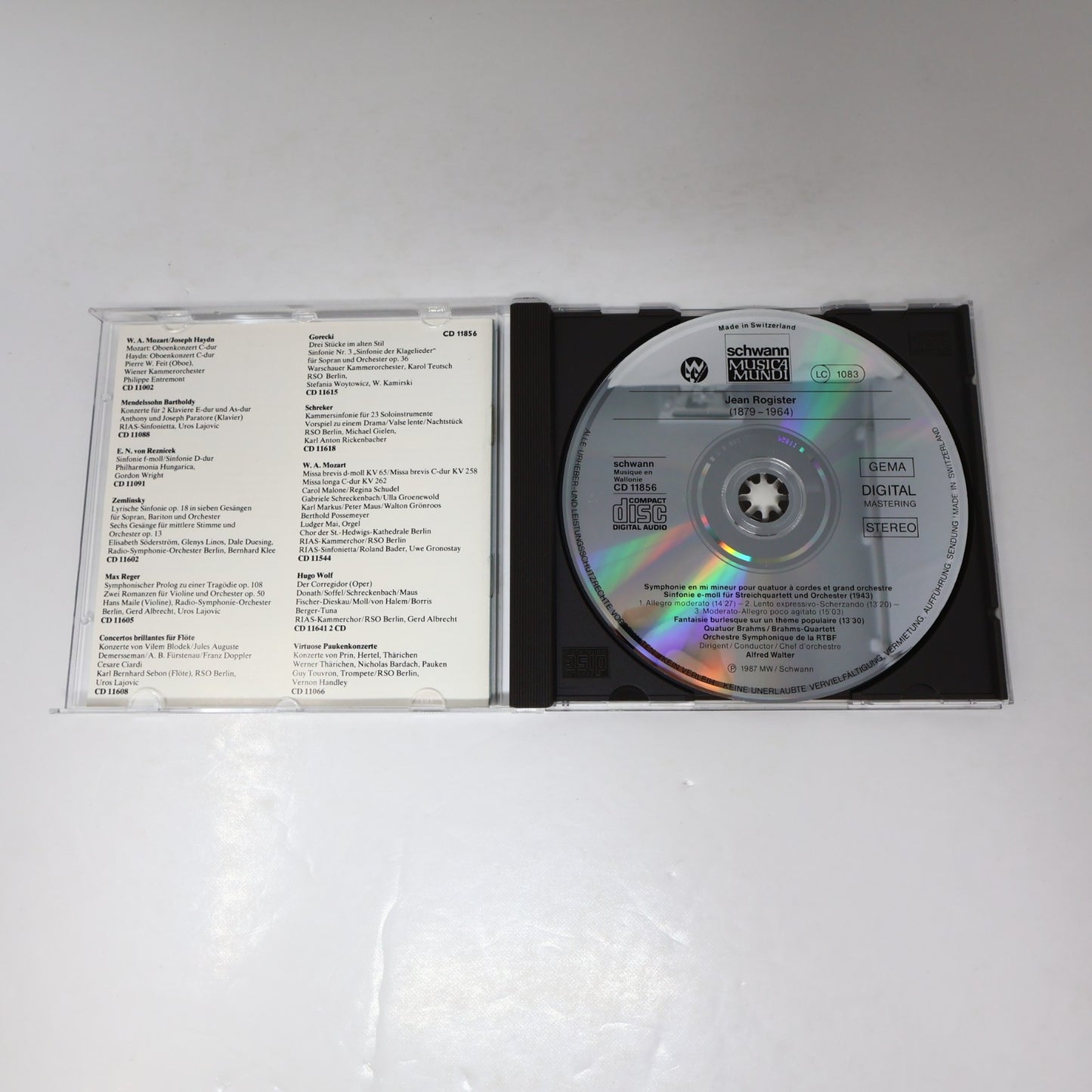 Jean Rogister Symphonie Pour Quatuor À Cordes Solo Et Grand Orchestre CD Walter