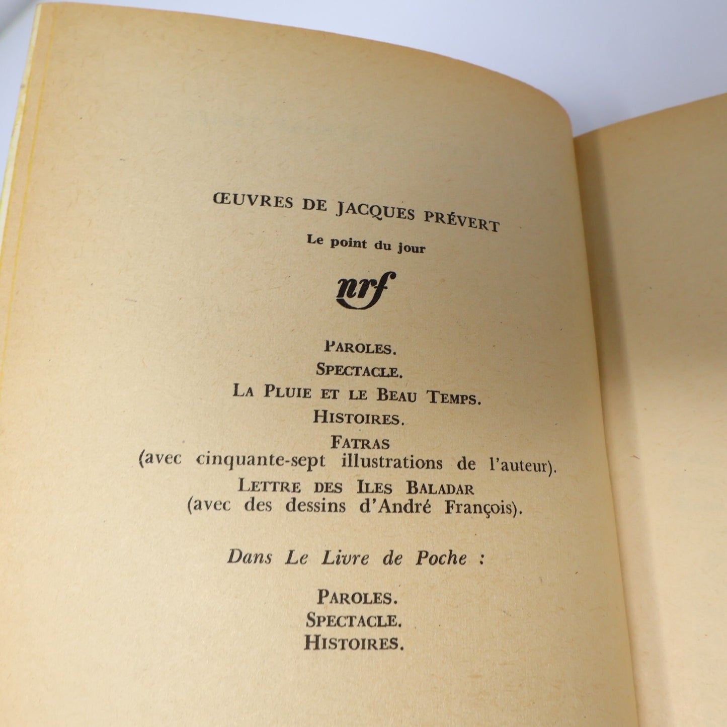 Jacques Prévert Lot 2 Livres Paroles/La Pluie et le Beau Temps Poésie France 60s