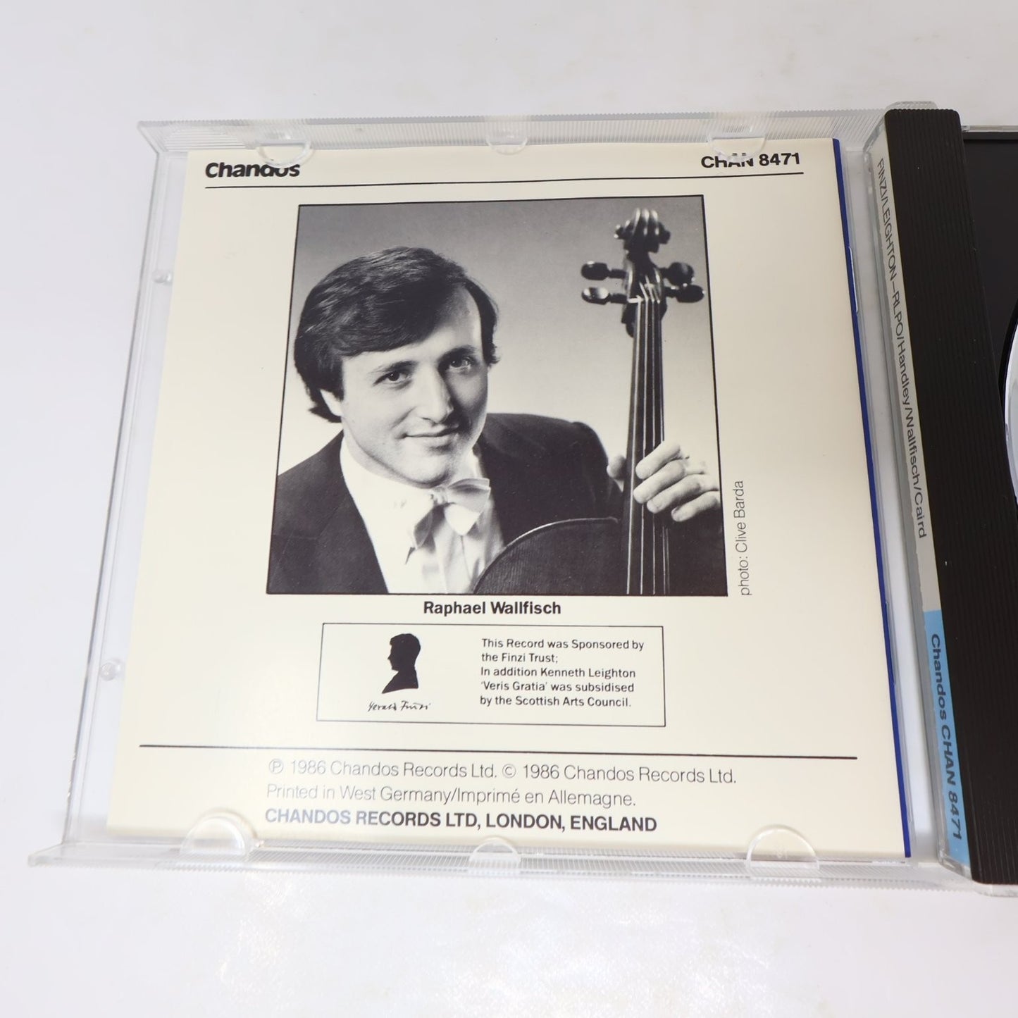Finzi Cello Concerto Leighton Veris Gratia CD 1986 Classical Chandos Wallfisch