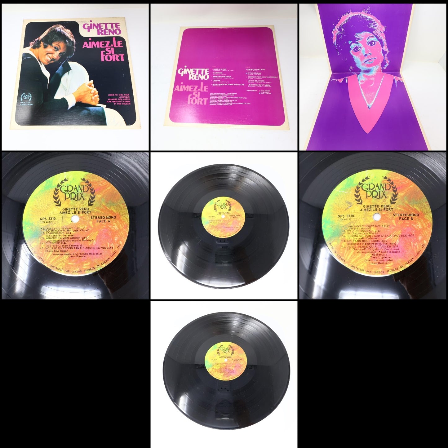 Ginette Reno Lot 6 Disques Record Aimons-nous/Quand On Se Donne/20 Grands Succès