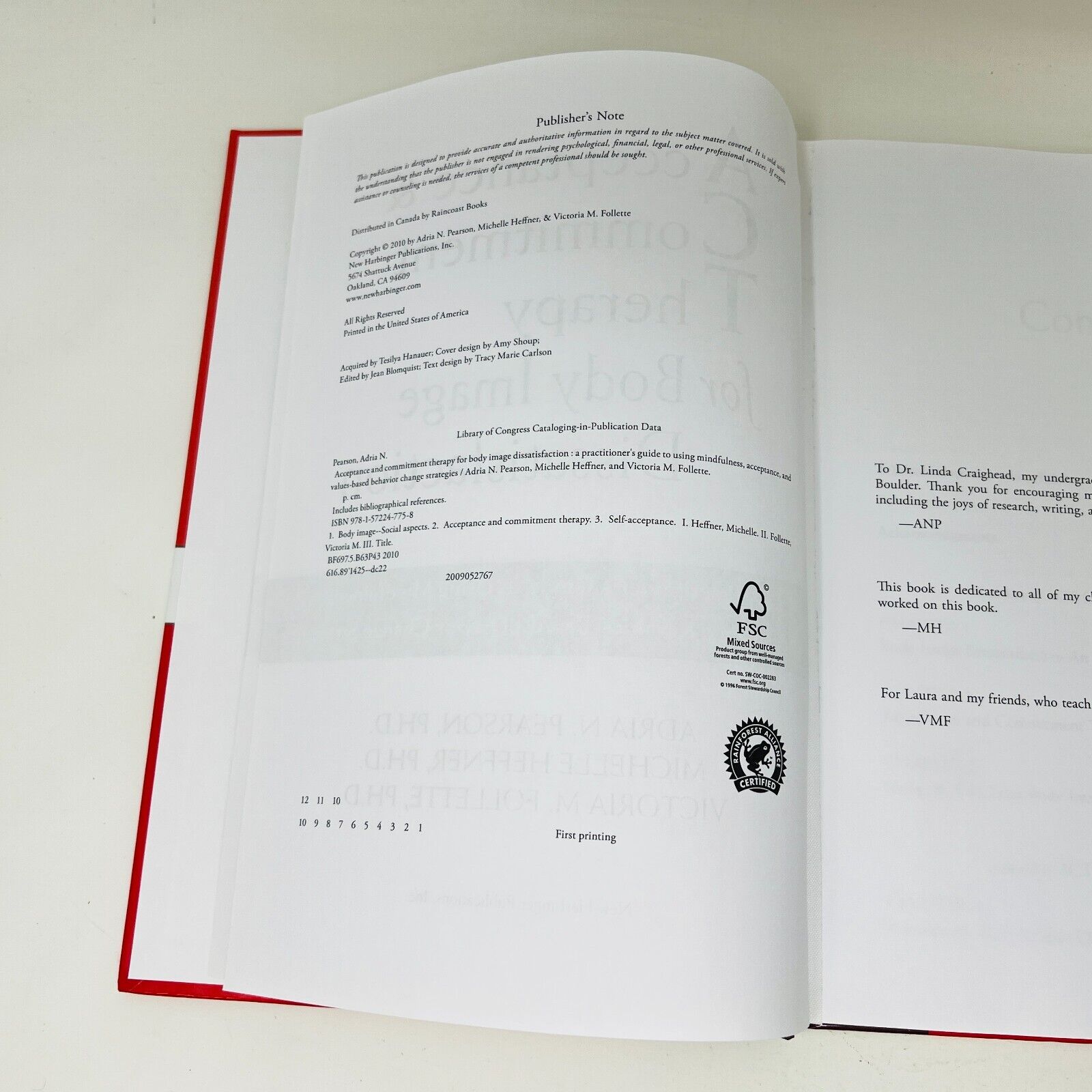 2010 Acceptance and Commitment Therapy for Body Image Dissatisfaction Hardcover
