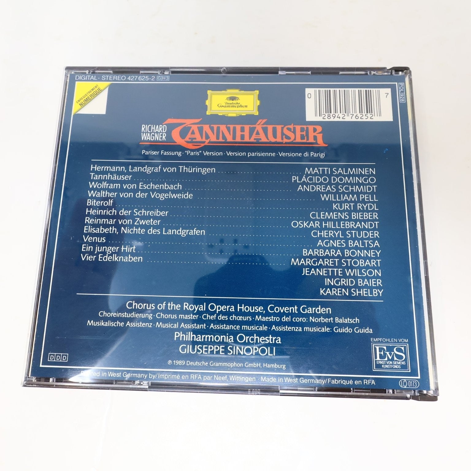 Richard Wagner Tannhäuser 3 CD Boxset 1989 Giuseppe Sinopoli Placido Domingo