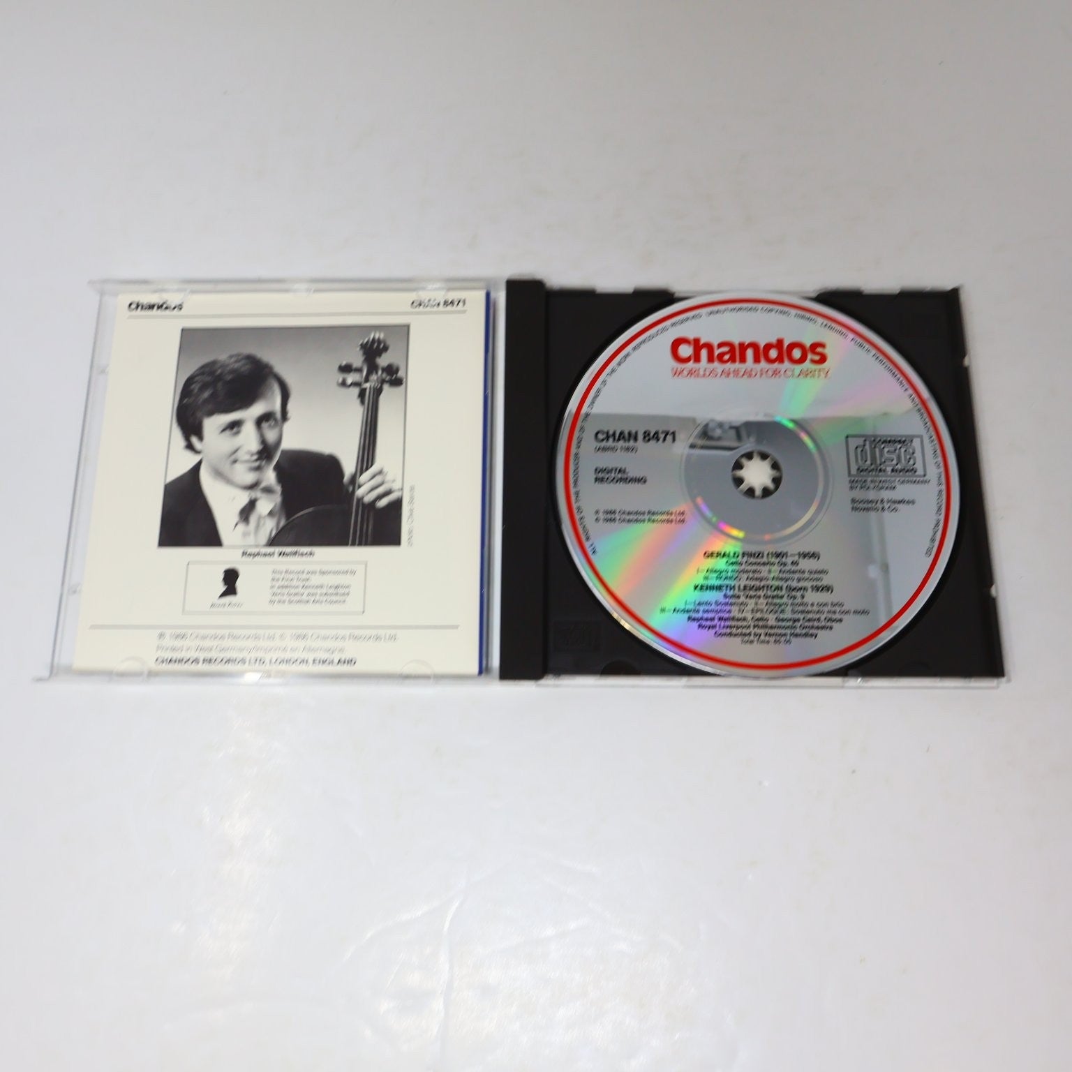 Finzi Cello Concerto Leighton Veris Gratia CD 1986 Classical Chandos Wallfisch