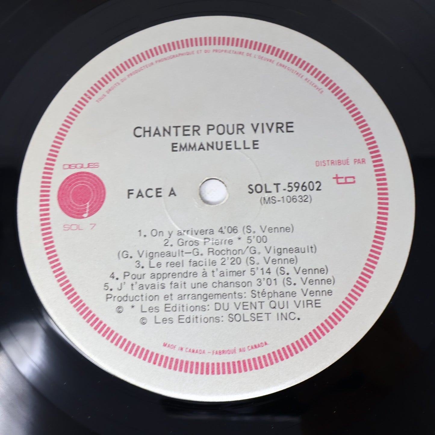Emmanuëlle Lot 2 Disques Chanter Pour Vivre/Monde À L'Envers Emmanuelle Record