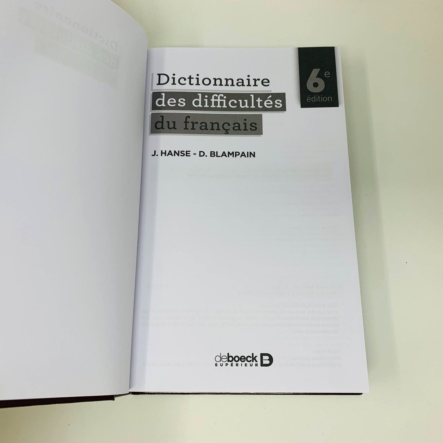 2019 Dictionnaire des Difficultés du Français De Boeck 6e Édition Blampain Hanse