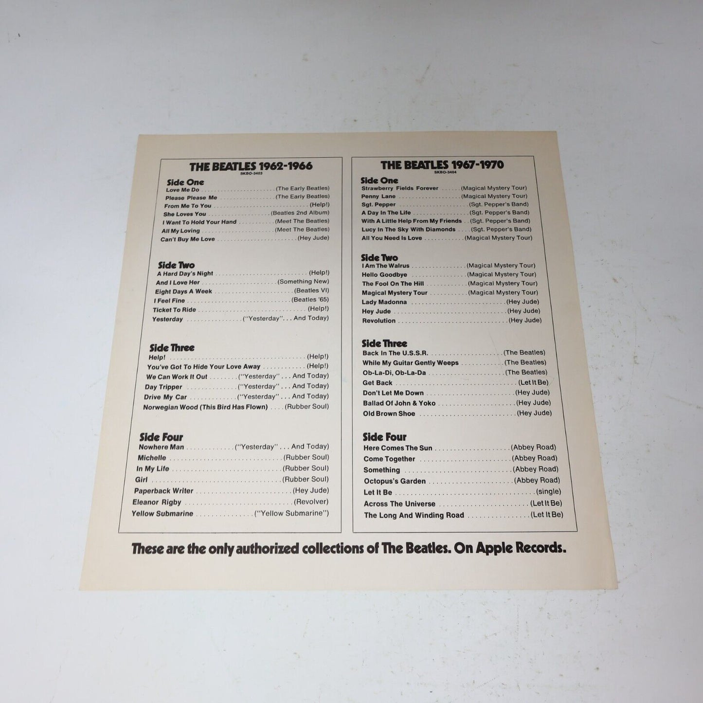 The Beatles 1962-1966 Red + 1967-1970 Blue Lot 2 LP Record 1973 SKBO 3403 3404