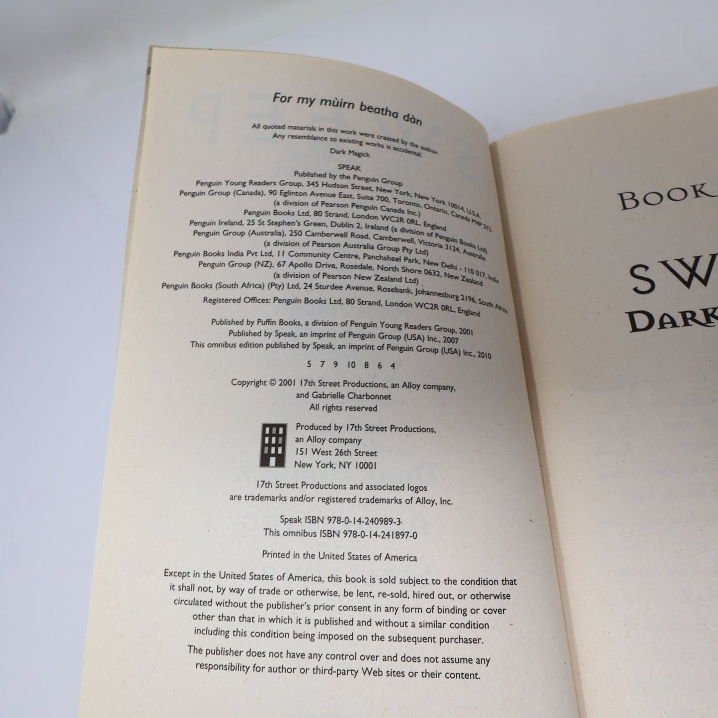 Sweep Book of Shadows & Dark Magick #1-2 Cate Tiernan Paperback Omnibus Speak