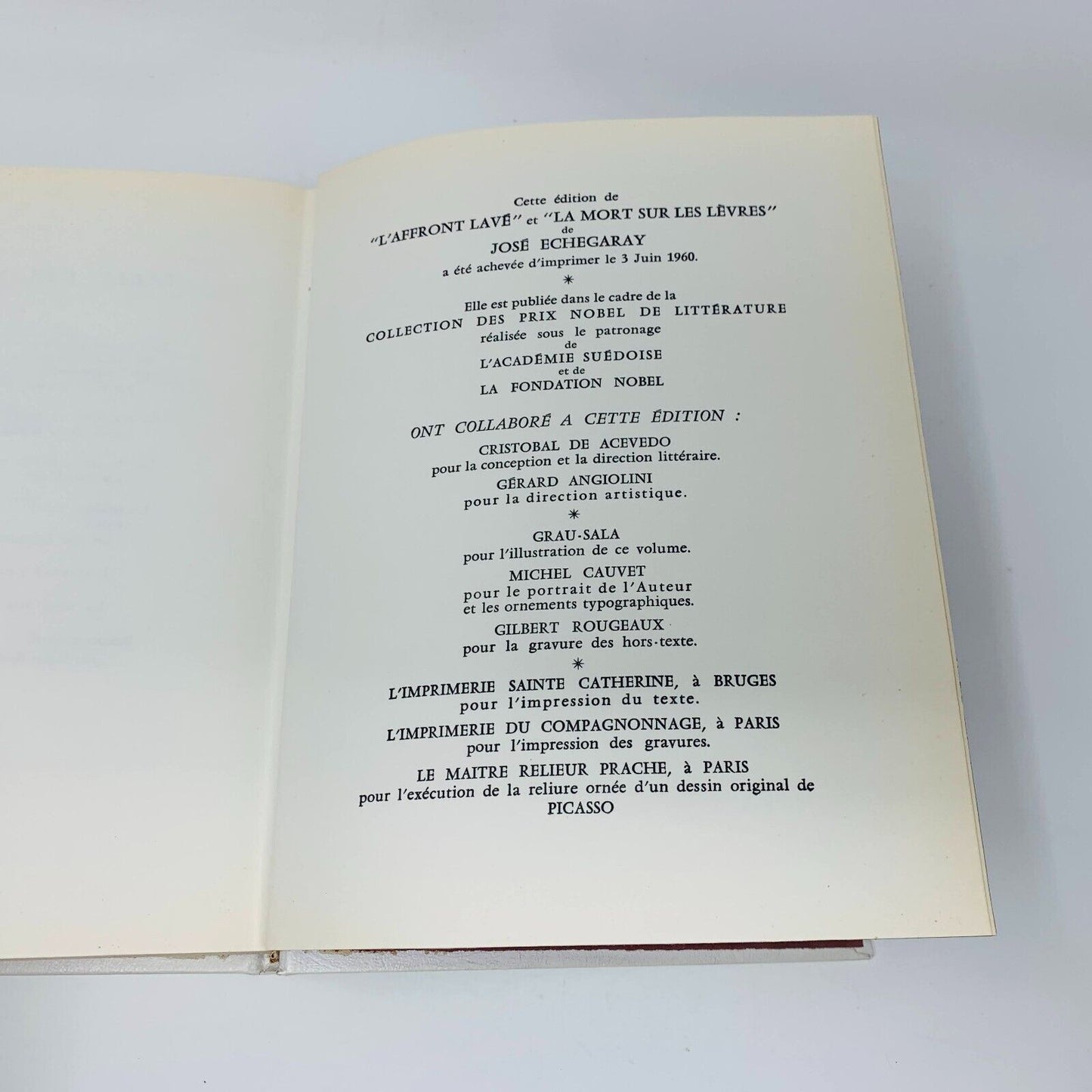 1960 L'Affront Lavé La Mort sur les Lèvres Rombaldi Nobel José Echegaray French