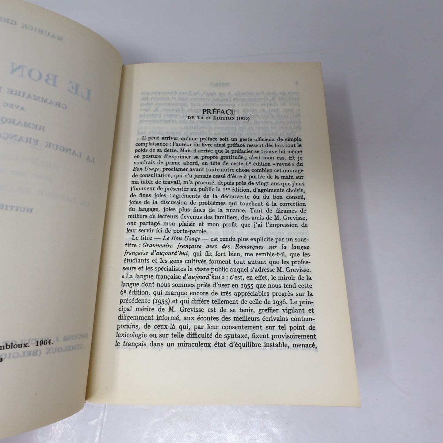 Le Bon Usage Maurice Grevisse Duculot 1964 HC Français French Éducation Langue
