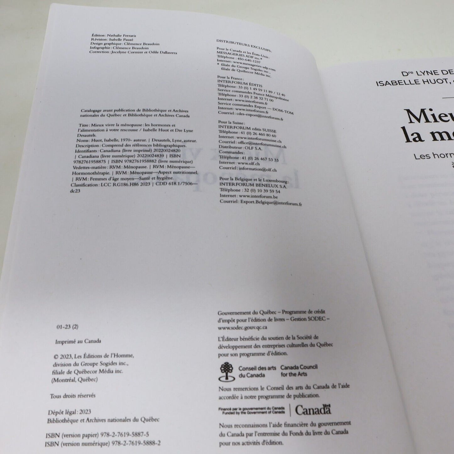 2023 Mieux Vivre la Ménopause Lyne Desautels Isabelle Huot Hormones Alimentation