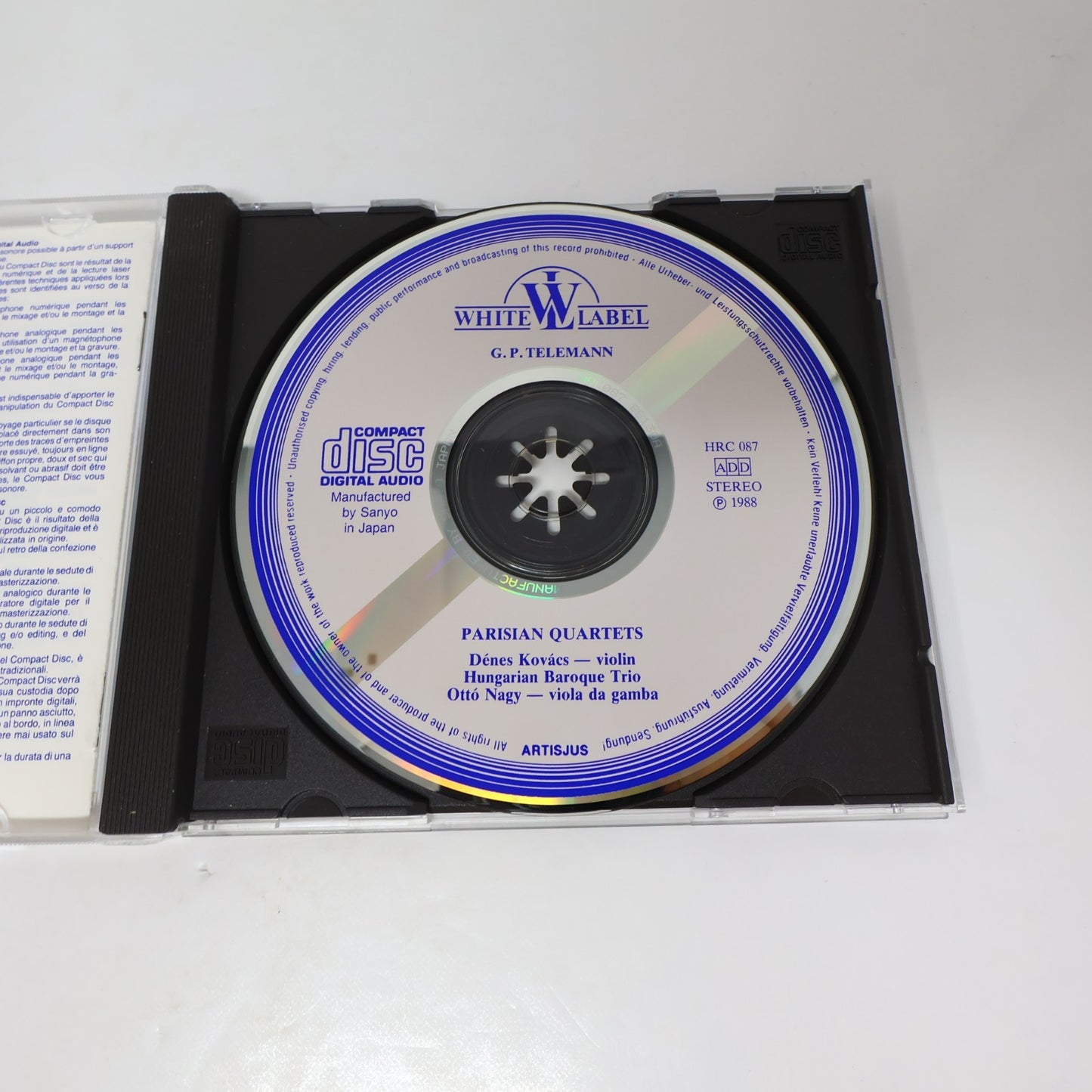 Telemann Parisian Quartets for Flute/Violin/Viola/Continuo CD Kovács/Ottó Nagy