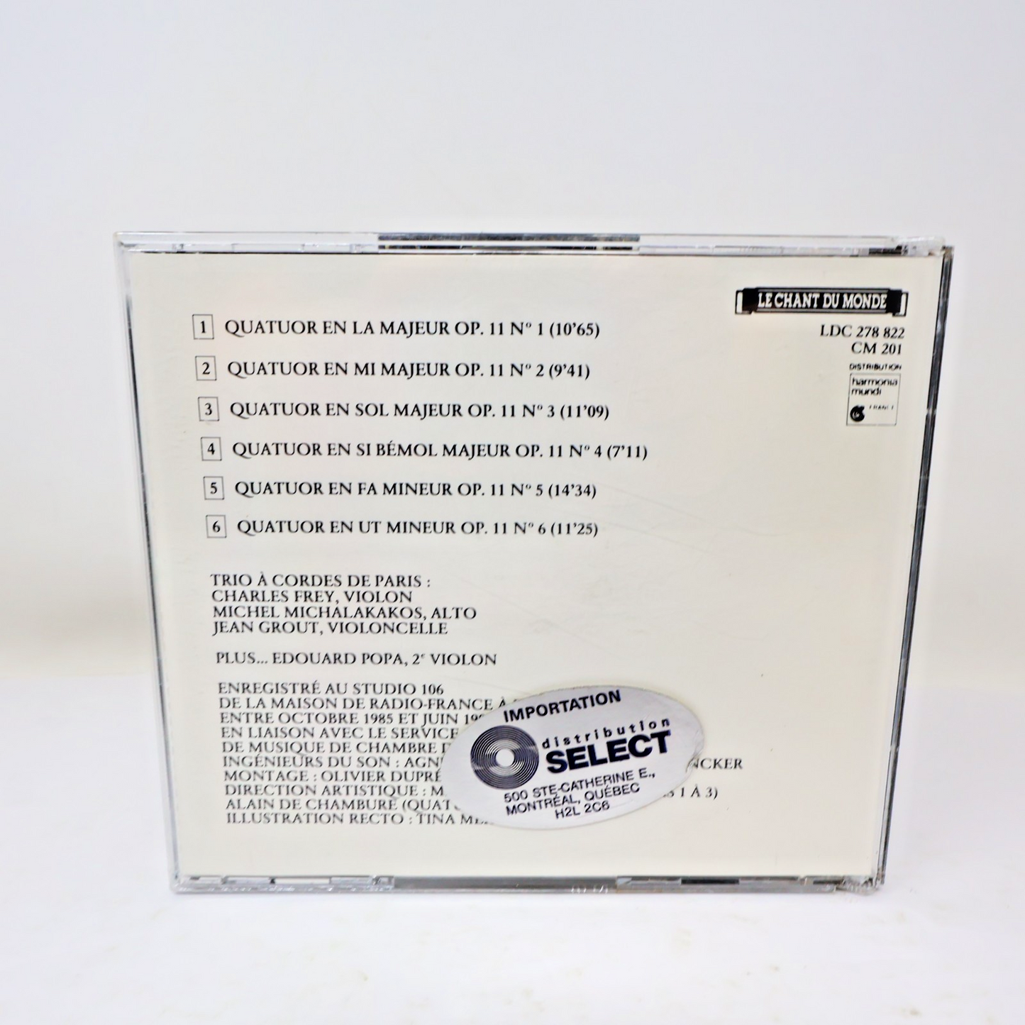 Pierre Vachon Les Six Quatuors de l'Opus 11 CD Trio à Cordes de Paris 80s