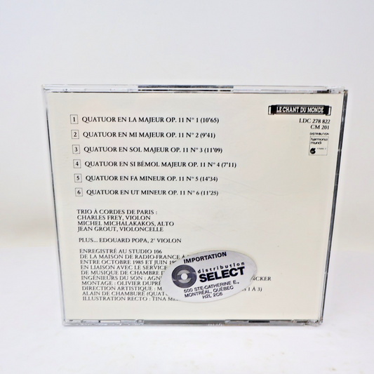 Pierre Vachon Les Six Quatuors de l'Opus 11 CD Trio à Cordes de Paris 80s