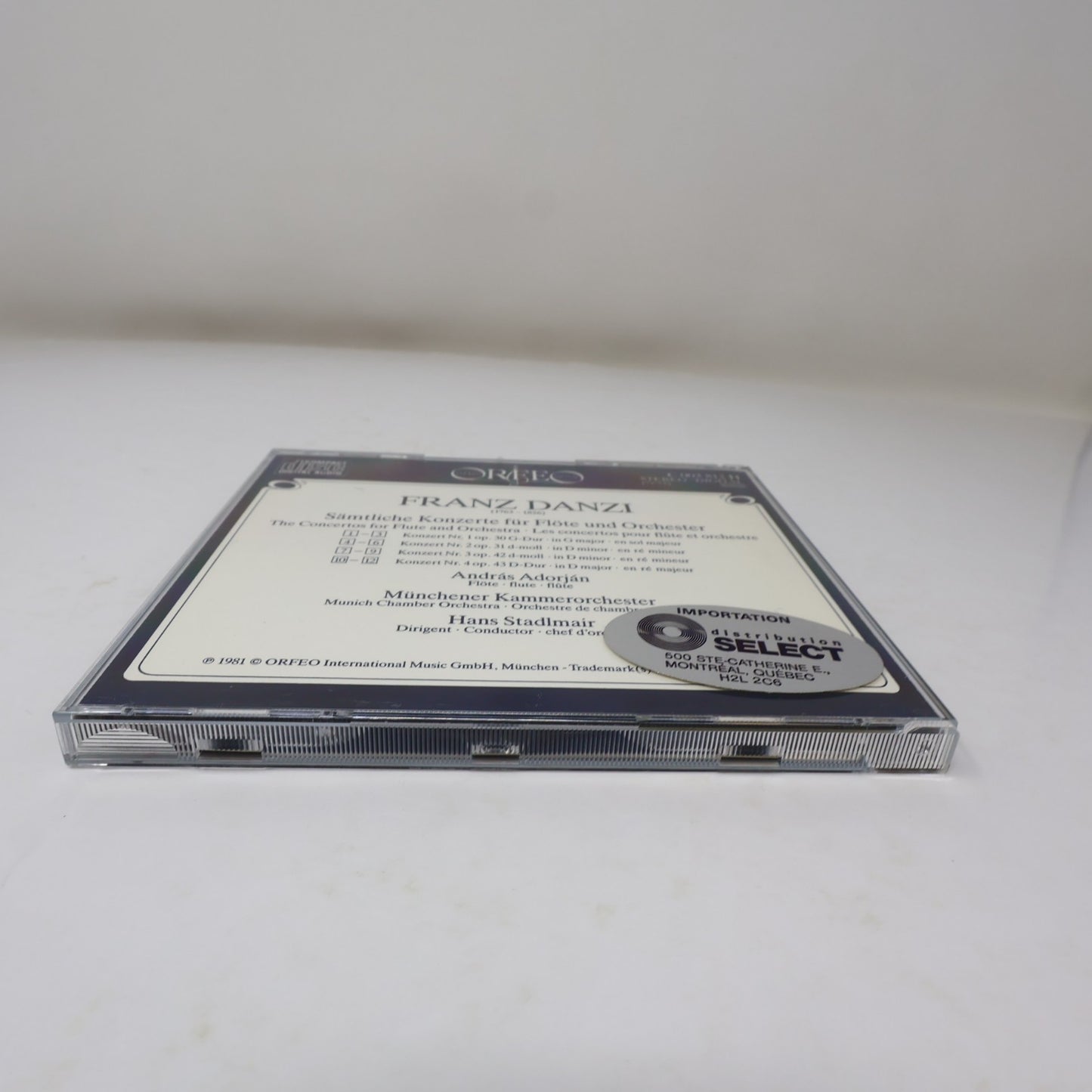 Franz Danzi The Flute Concertos/Sämtliche Flötenkonzerte CD Andras Adorjan Orfeo
