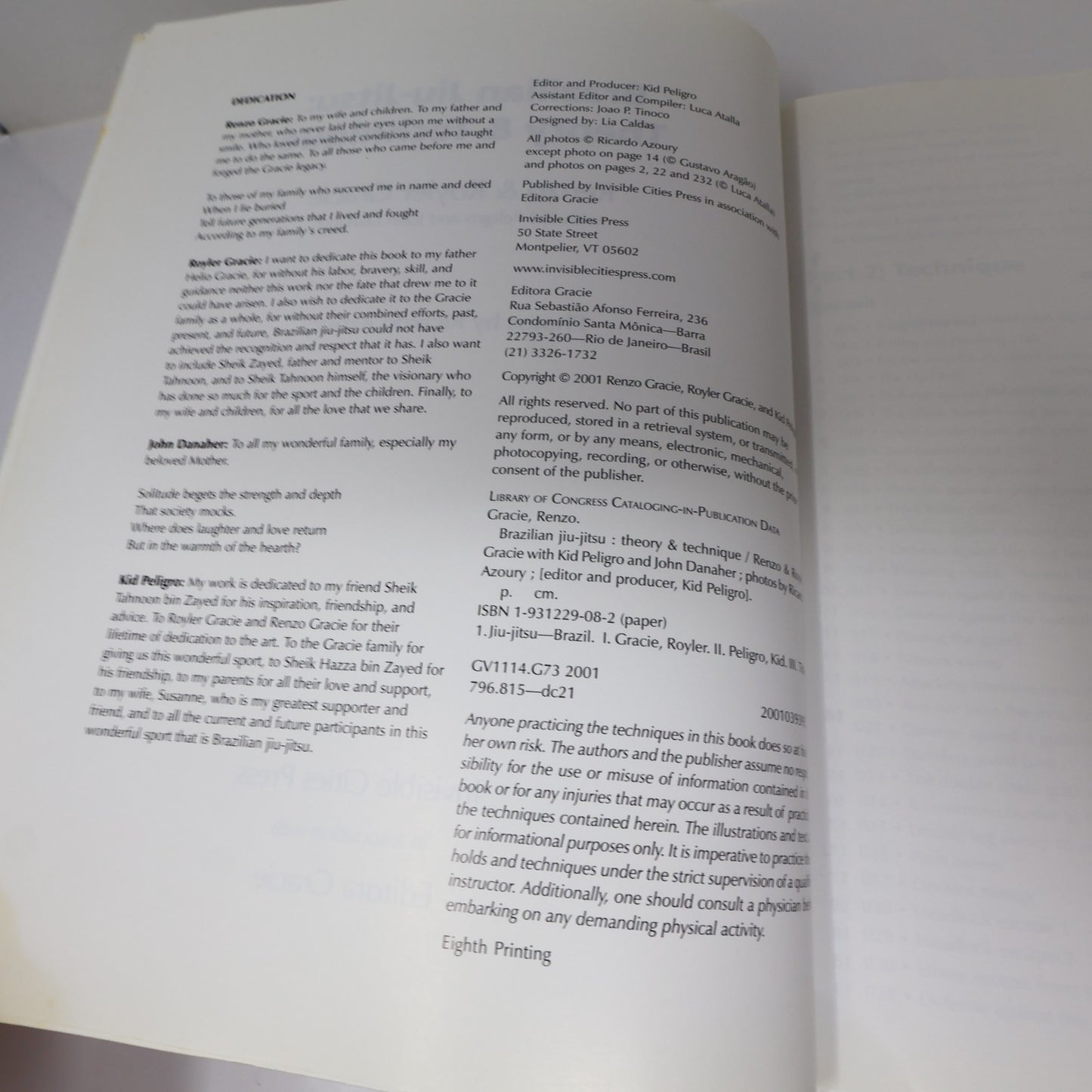 Brazilian Jiu-Jitsu Theory & Technique Renzo & Royler Gracie 2001 PB Sport Book