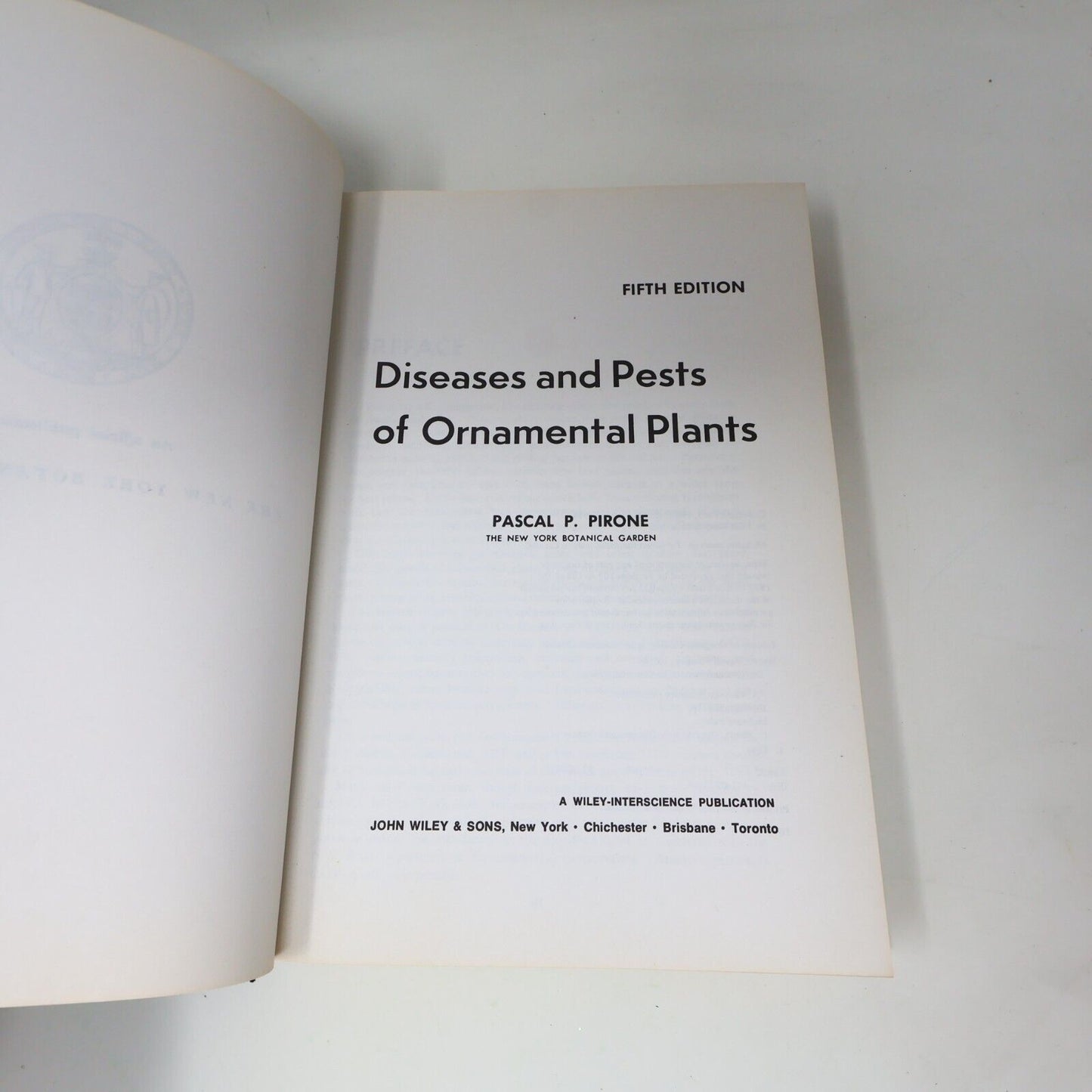1978 Diseases and Pests of Ornamental Plants by Pascal P. Pirone 6th Print HC