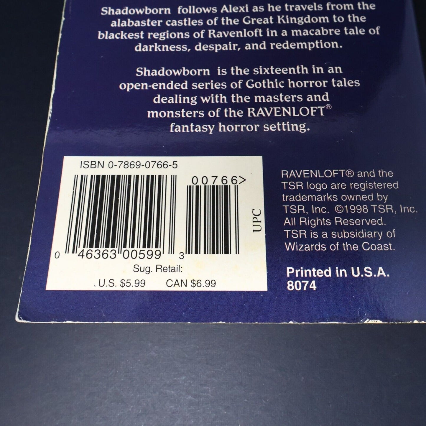 1998 Shadowborn Ravenloft Connors/Bebris D&D TSR 1st Print Paperback PB WOC Book