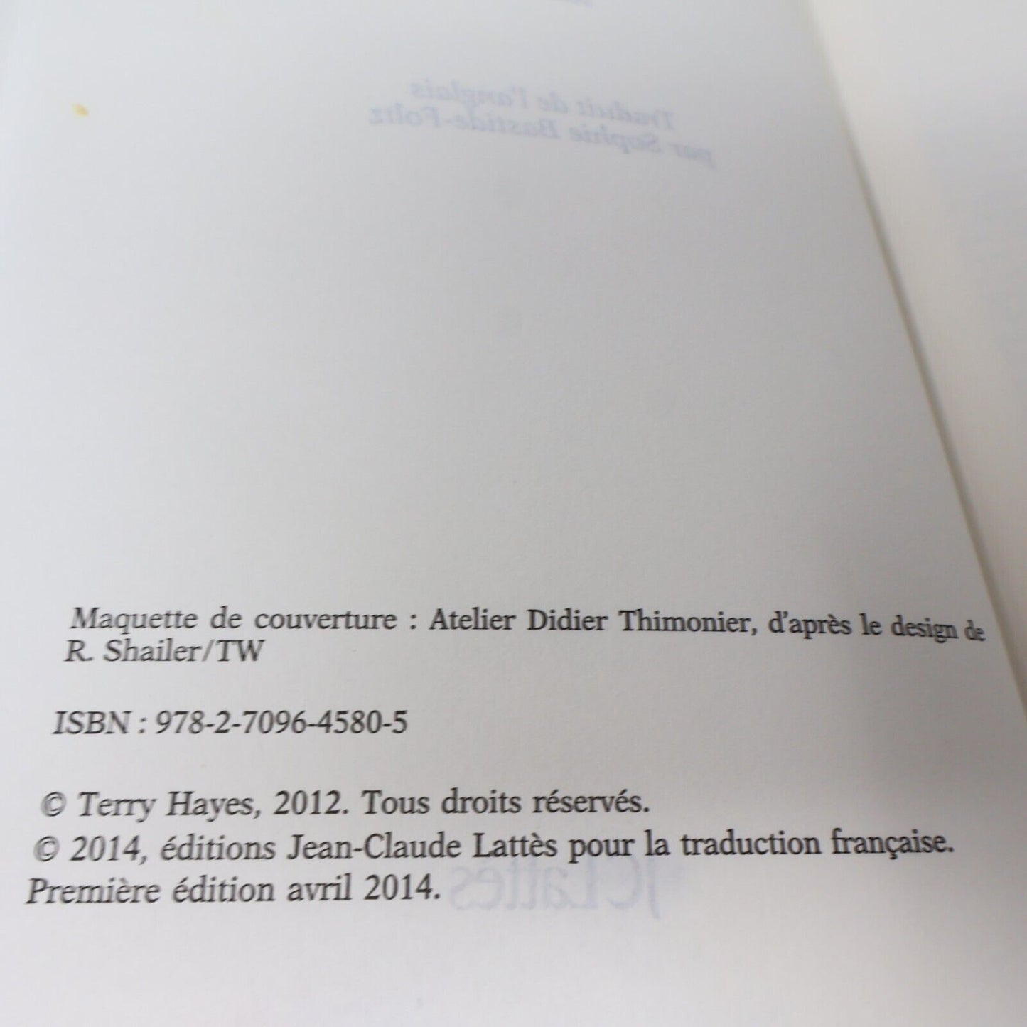 2014 Je Suis Pilgrim Terry Hayes Roman Policier Espionnage Thriller Jc Lattès PB