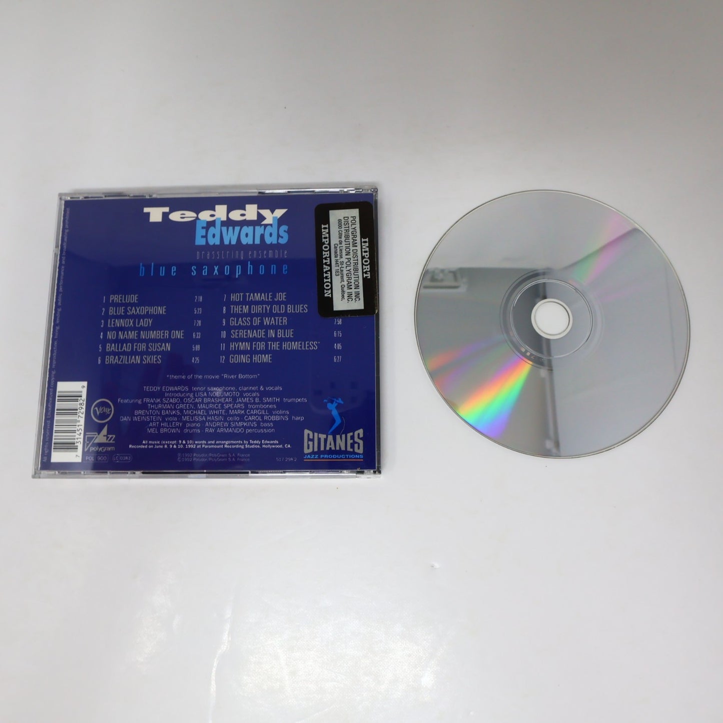 Teddy Edwards Brasstring Ensemble Blue Saxophone CD Gitanes Jazz Verve 517 298-2