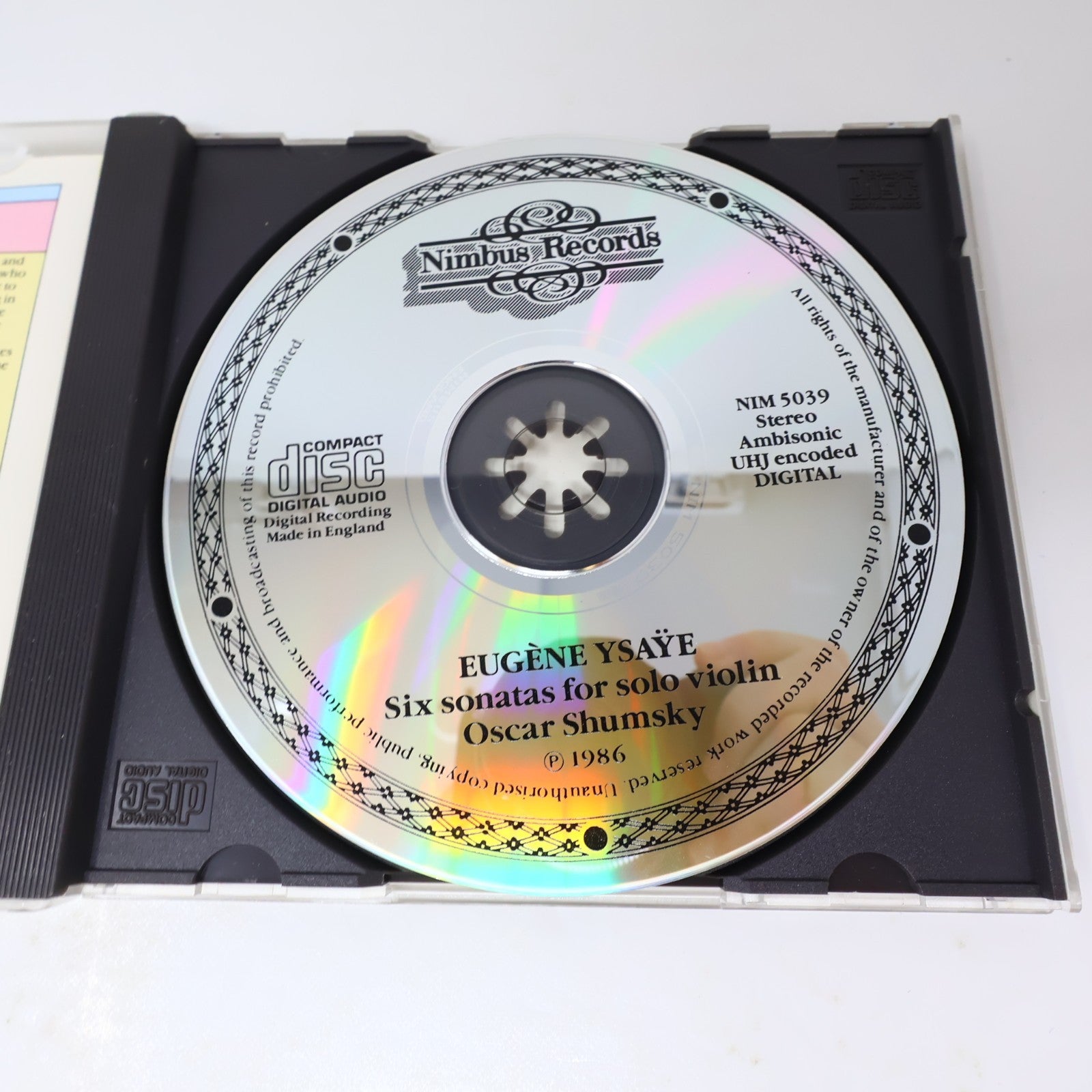 Six Sonatas For Solo Violin CD Oscar Shumsky Ysaÿe Nimbus 1986 Classical 80s