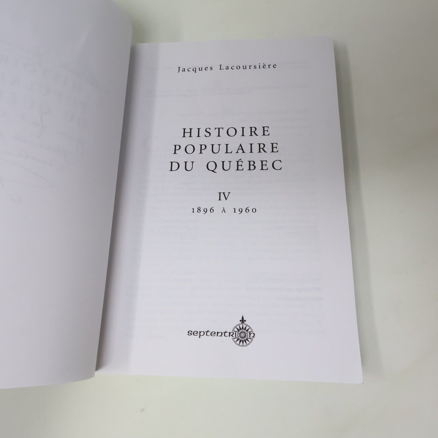 1995 Histoire Populaire du Québec #4 1896 à 1960 de Jacques Lacoursière Français