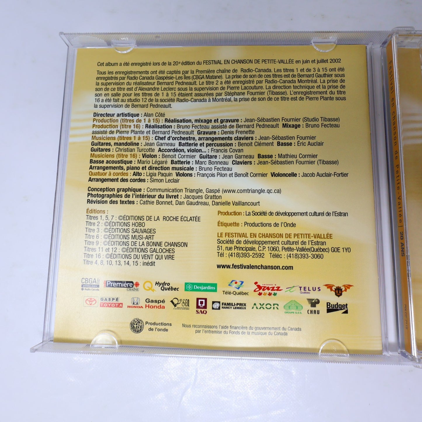 Festival en Chanson Petite Vallée 20 Ans/2003 Lot 2 CDs Boucher/Charlebois/Flynn