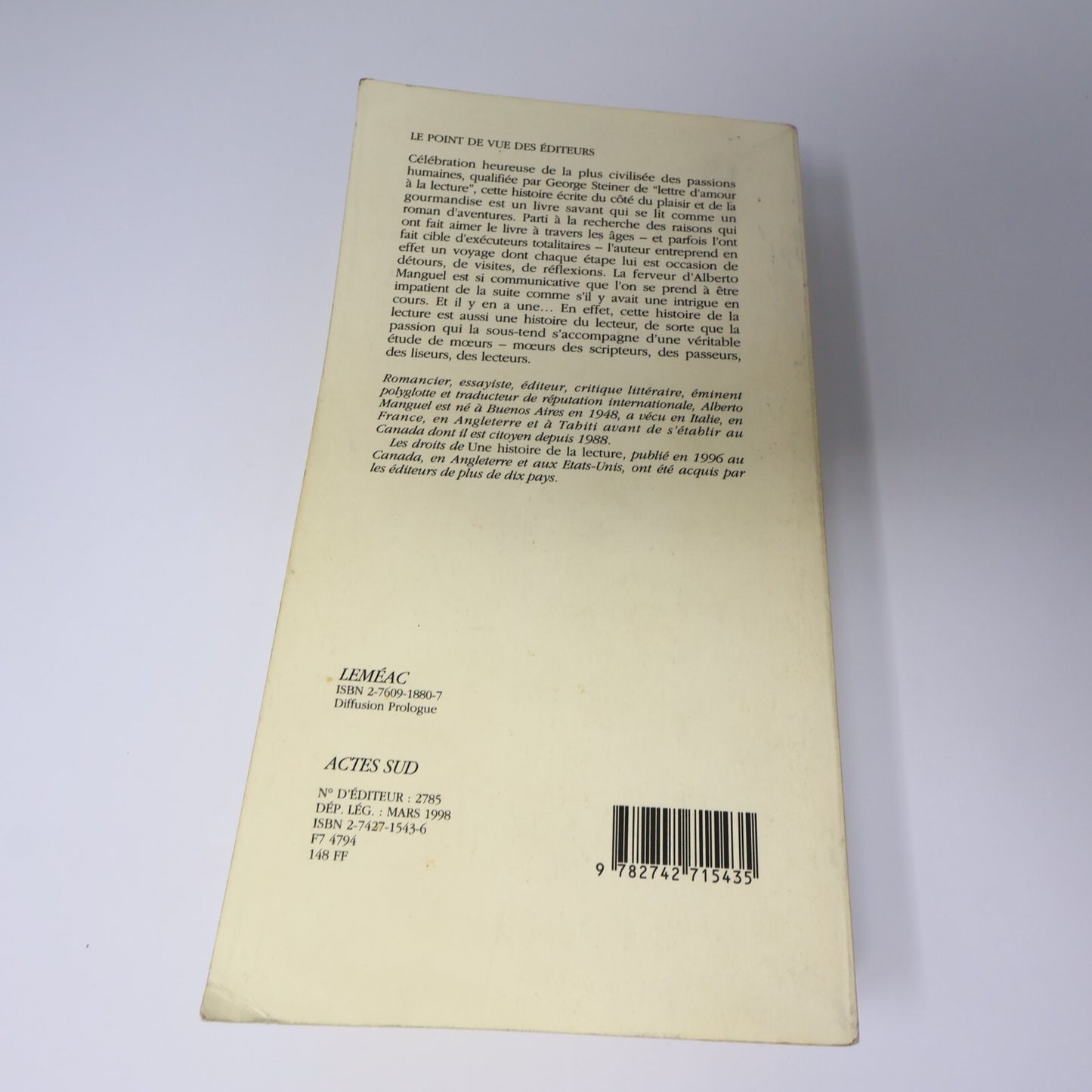 Alberto Manguel Lot 2 Livres Dans la Forêt du Miroir/Histoire de Lecture Essai