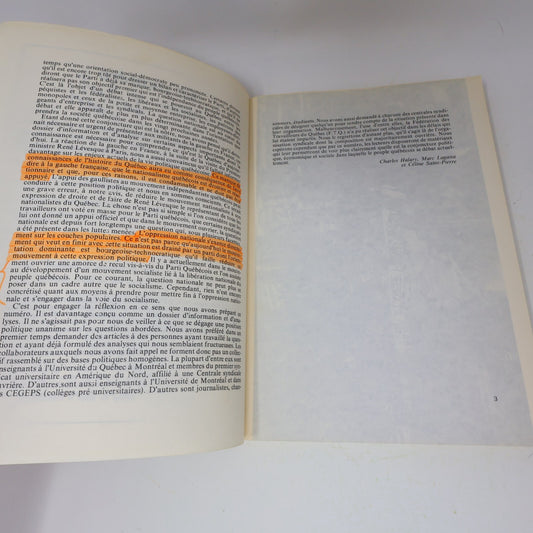 Politique d'Aujourd'hui #7-8 Québec de l'Indépendance au Socialisme 1978 Société
