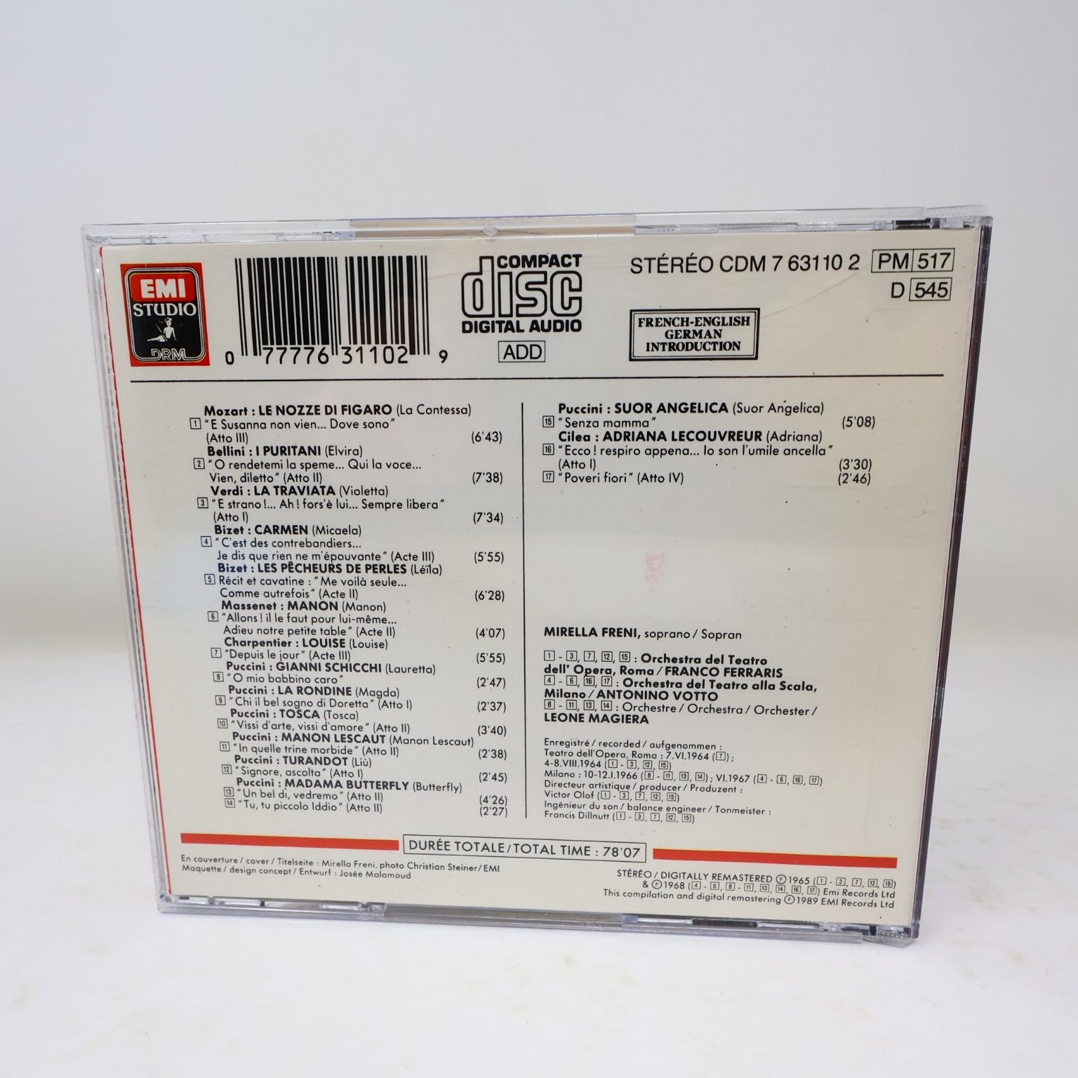 Mirella Freni Opera Arias/Airs d'Opéras CD 1989 Digital Remaster Classical EMI
