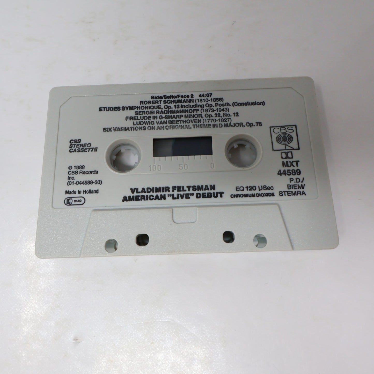 Vladimir Feltsman American "Live" Debut Cassette Piano/Klavier CBS 1988 40-44589