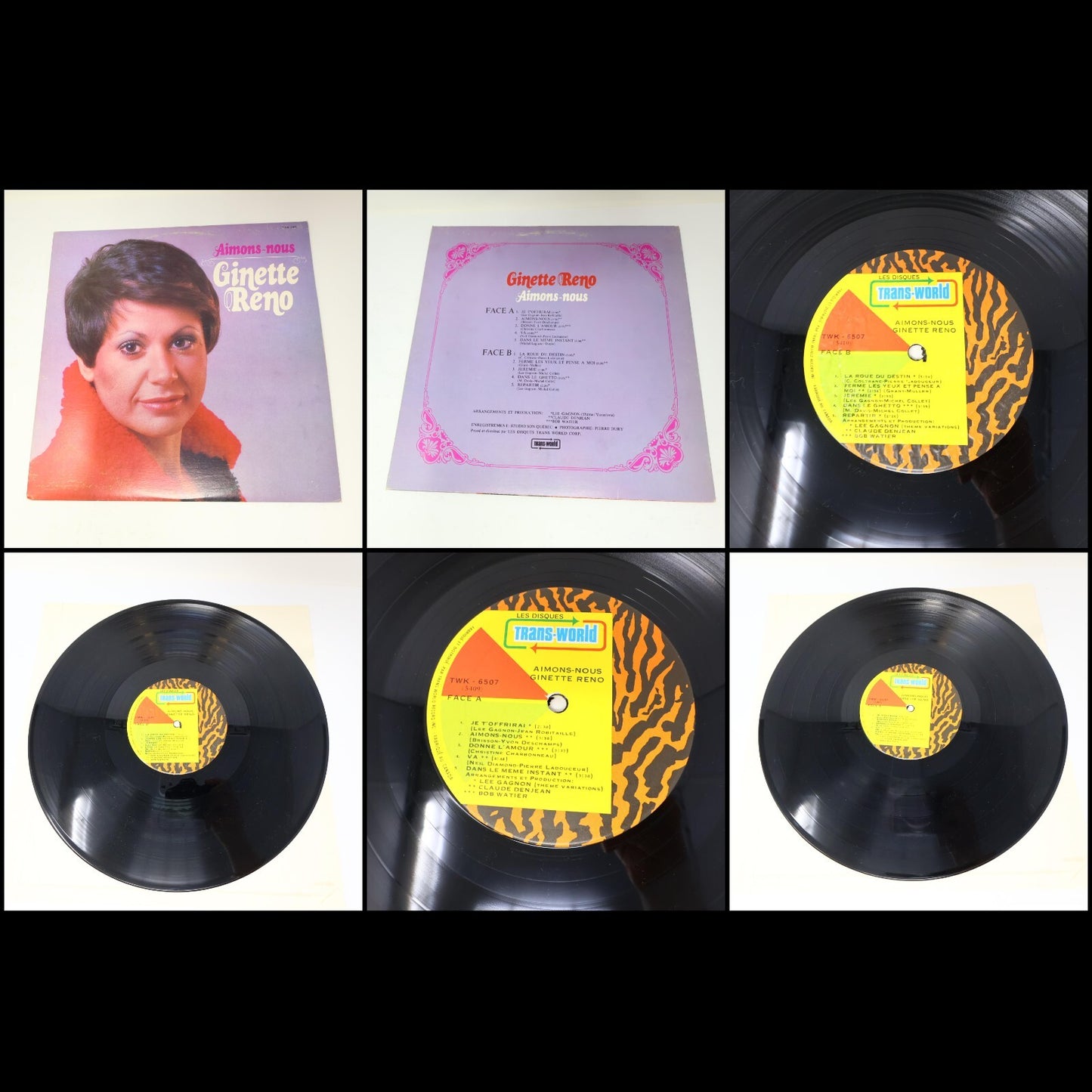 Ginette Reno Lot 6 Disques Record Aimons-nous/Quand On Se Donne/20 Grands Succès