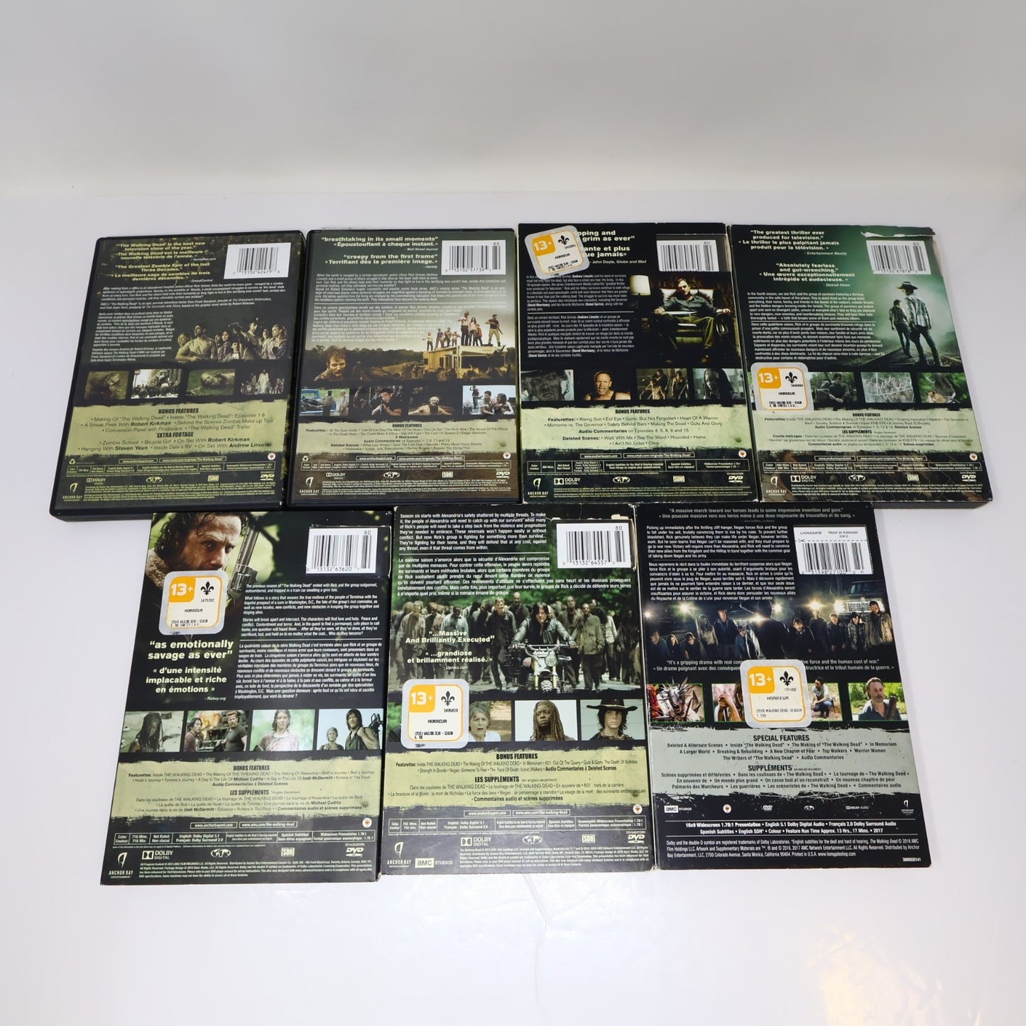 The Walking Dead Seasons #1-2-3-4-5-6-7 DVD Lot AMC NTSC English/Français Tested