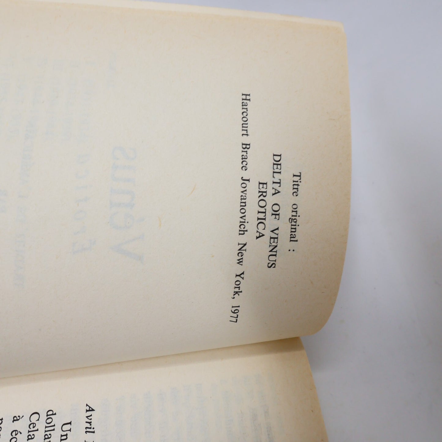 1978 Venus Erotica Anaïs Nin Stock Érotisme Roman Adultes Français Paperback 70s