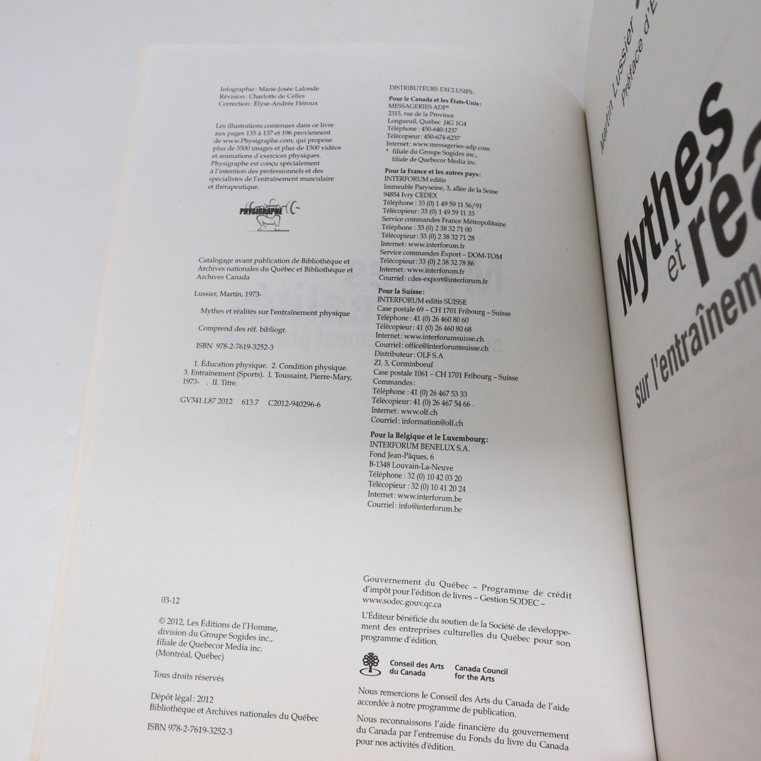 Mythes et réalités sur l'entraînement physique Livre Martin Lussier/Toussaint
