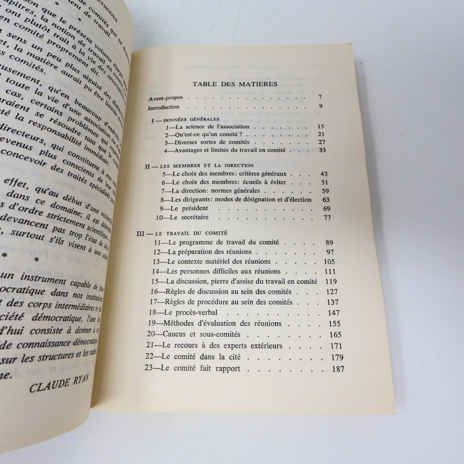 1962 Les Comités Esprit et Méthodes Claude Ryan Affaires Politique Société Livre