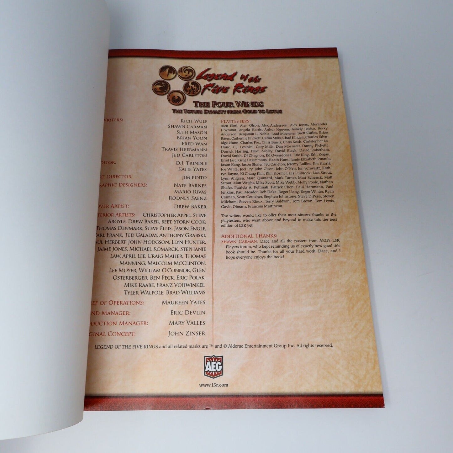 2005 Legend of the Five Rings L5R The Four Winds The Toturi Dynasty Fantasy RPG