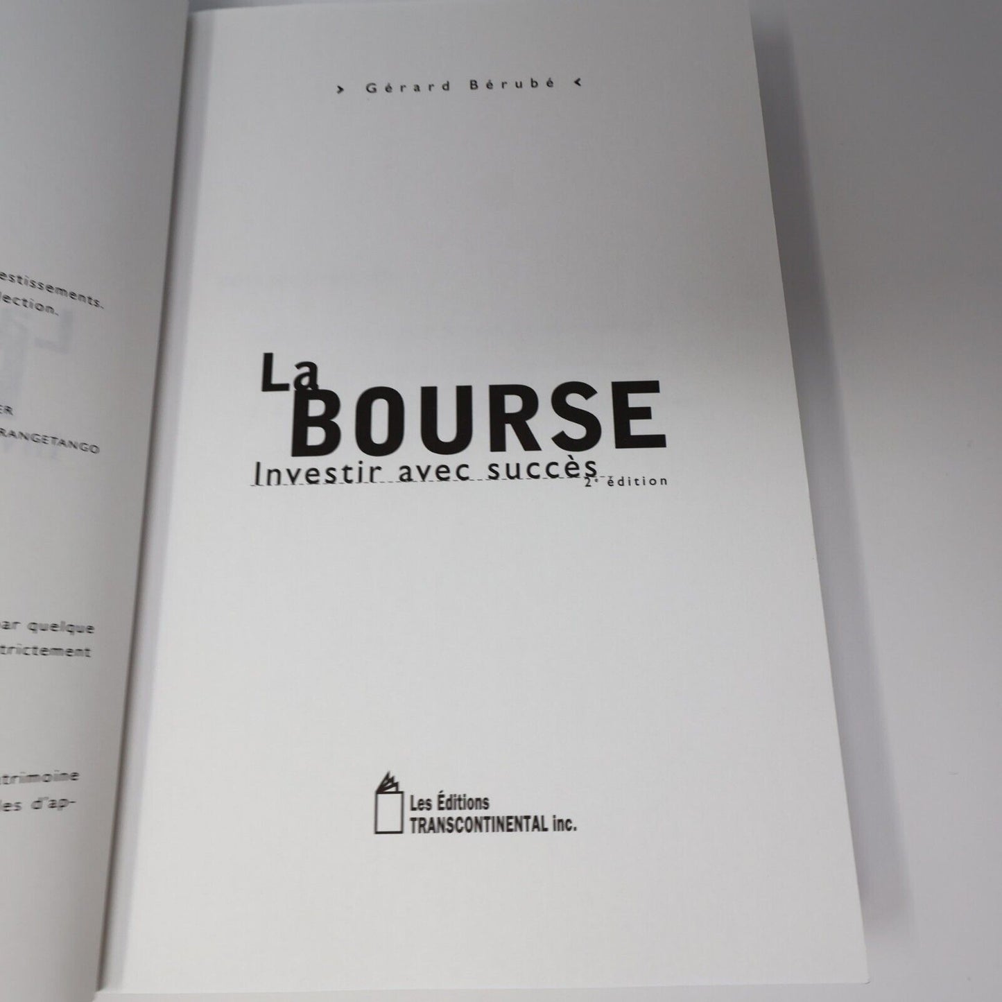1997 La Bourse Investir avec Succès Affaires Plus de Gérard Bérubé Paperback PB