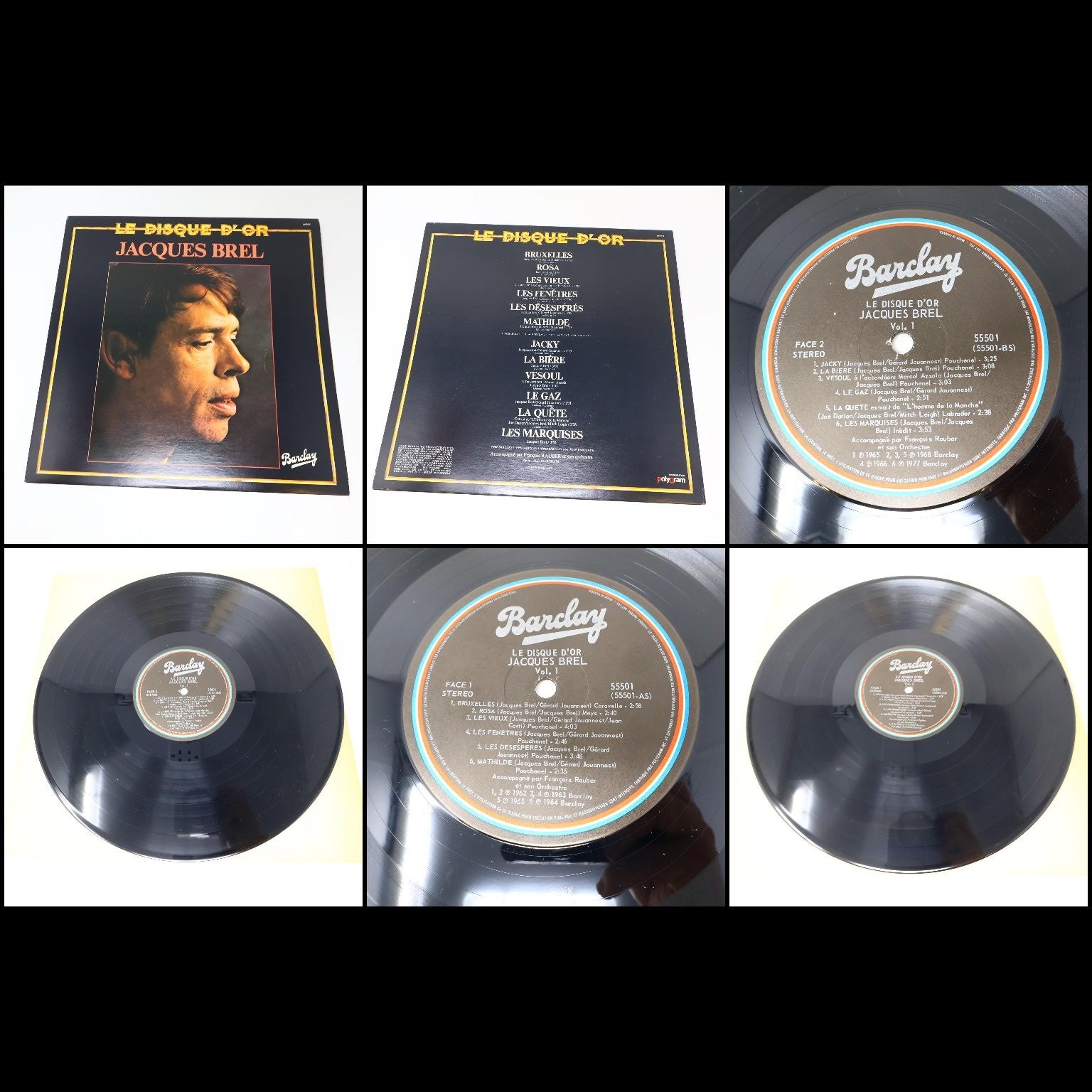 Jacques Brel Lot 11 Disques LP Record Les Vieux/L'Homme de la Mancha/J'Arrive