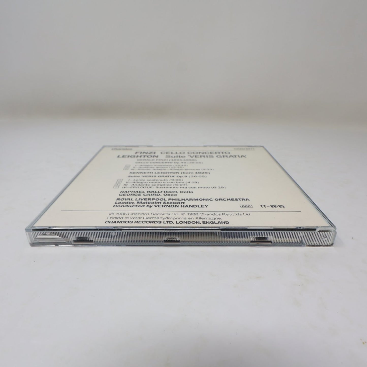 Finzi Cello Concerto Leighton Veris Gratia CD 1986 Classical Chandos Wallfisch