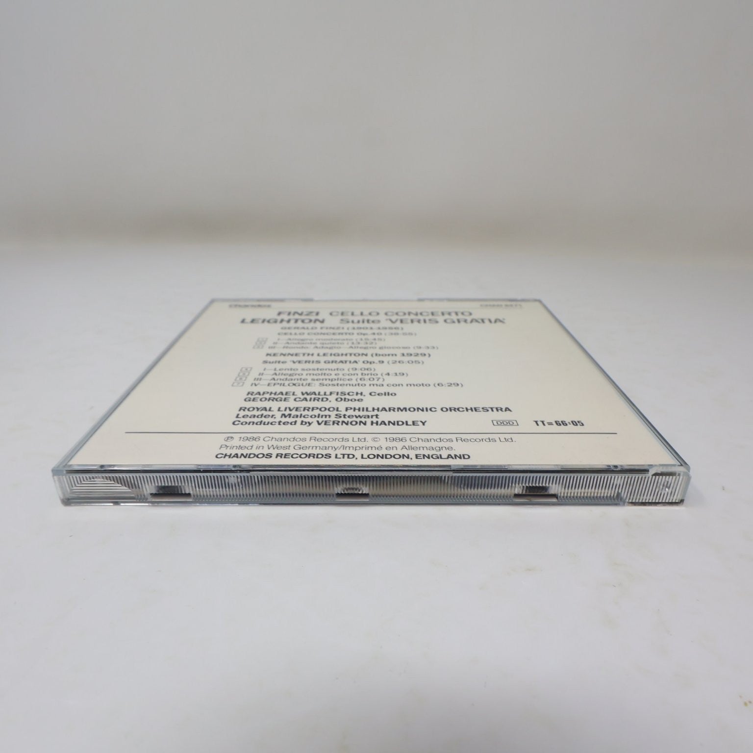 Finzi Cello Concerto Leighton Veris Gratia CD 1986 Classical Chandos Wallfisch