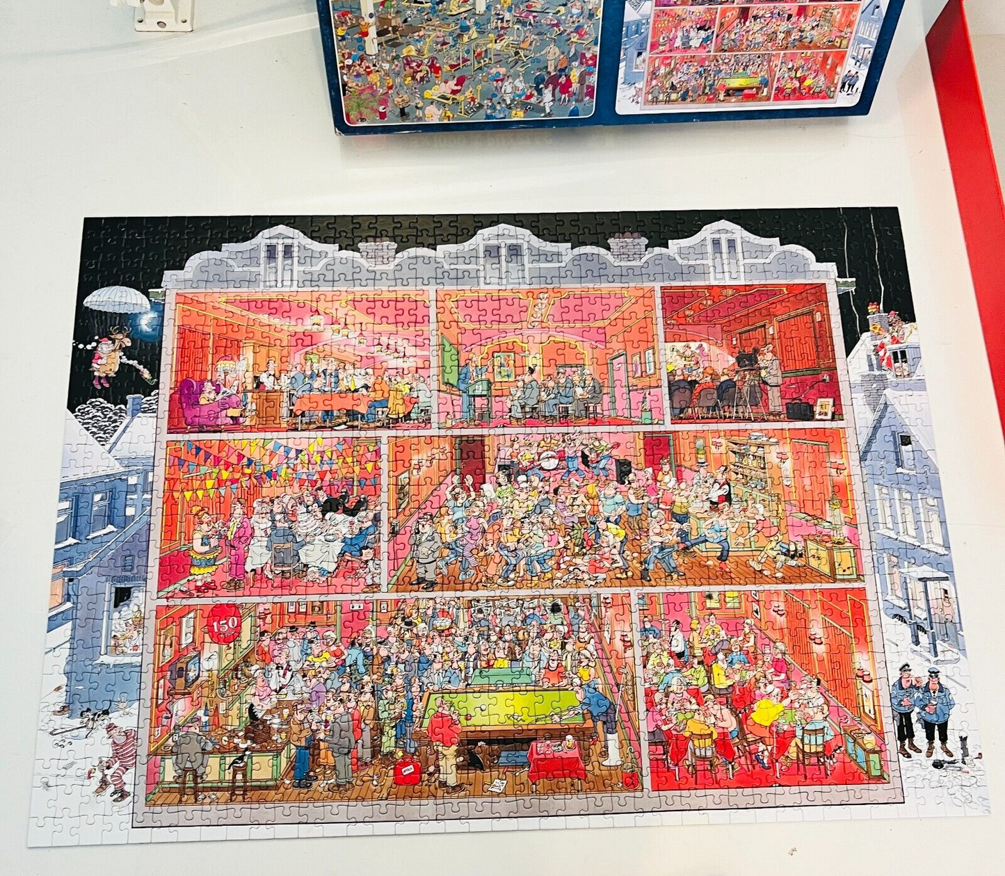 3x 1000 Puzzles + Posters 81120 Complete The Big Leak/Gym/Café Jan Van Haasteren