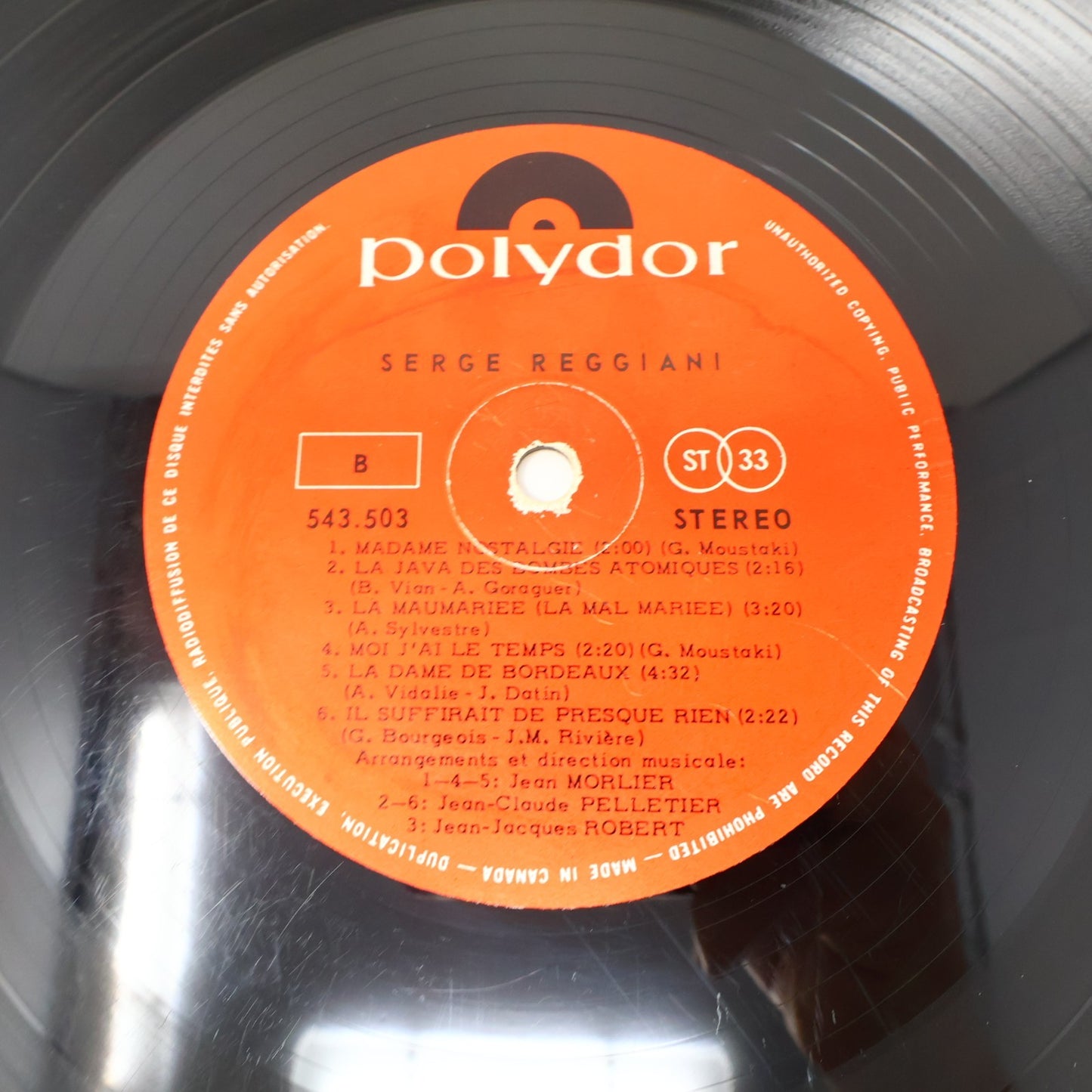 Serge Reggiani Lot 4 Disques Record Bon A Tirer/Éponyme Polydor Canada 70s VG+