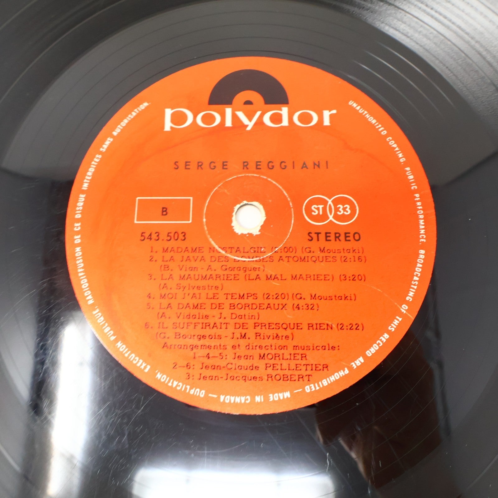 Serge Reggiani Lot 4 Disques Record Bon A Tirer/Éponyme Polydor Canada 70s VG+