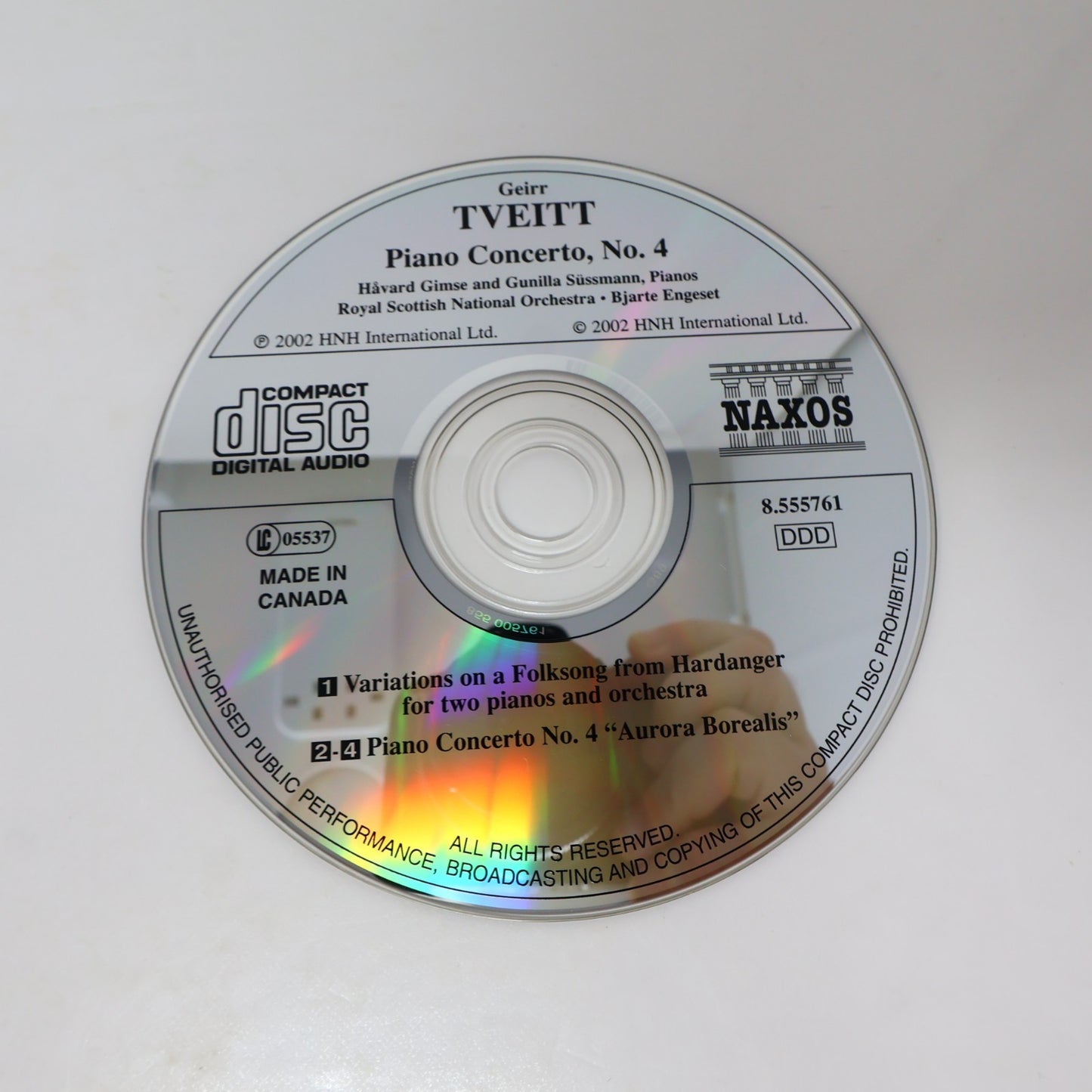 Piano Concerto #4 Aurora Borealis CD Tveitt/Gimse/Sussmann/Engeset/RSNO 2002
