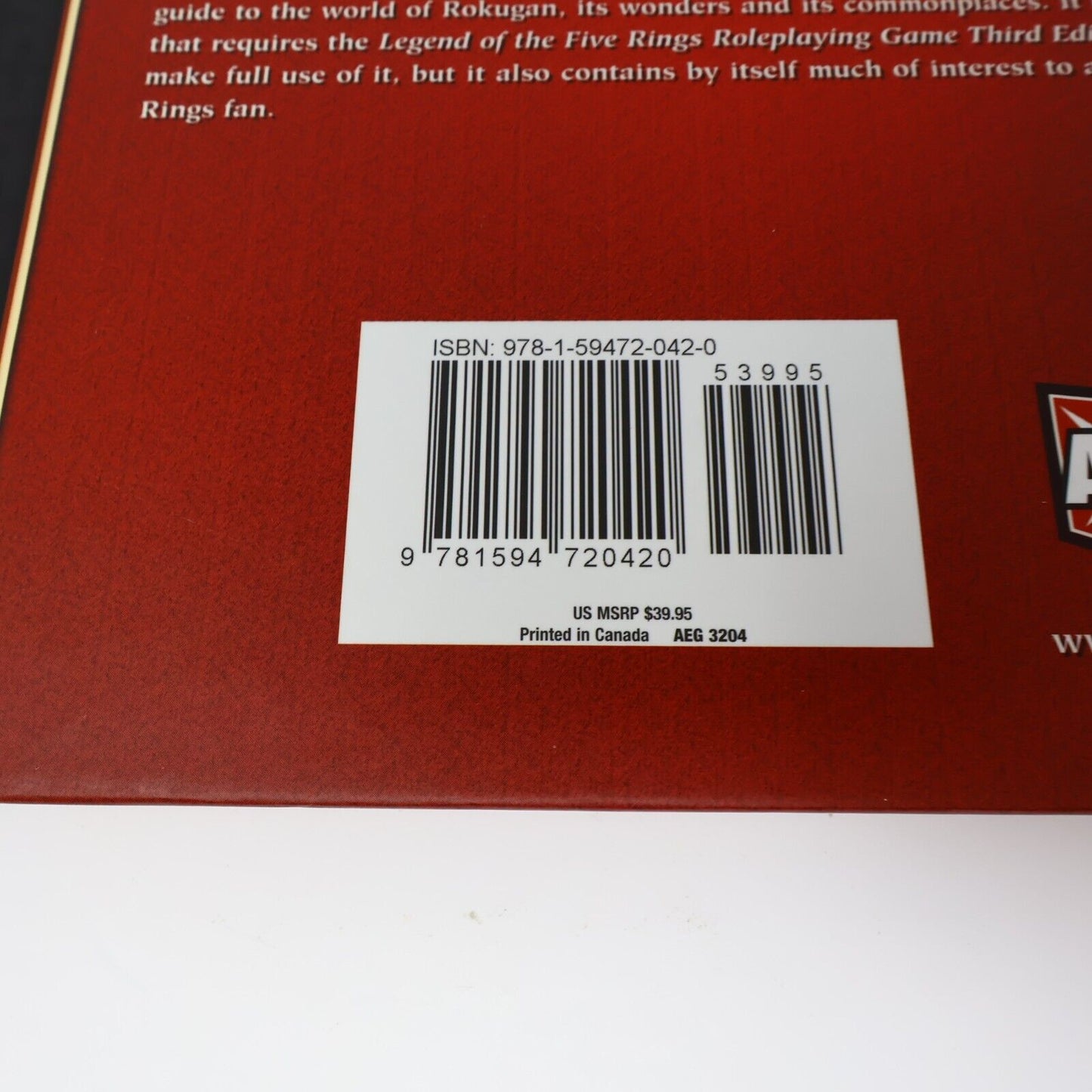 2007 Emerald Empire the Legend of the Five Rings Companion L5R Hardcover HC AEG