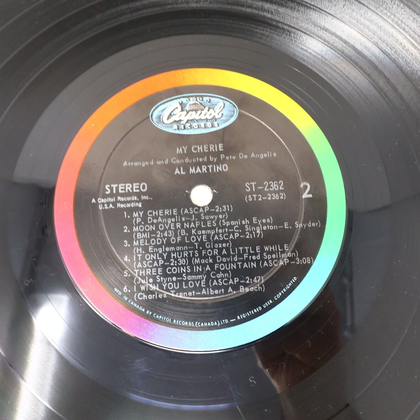 Al Martino My Cherie LP Record Vinyl Capitol ST 2362 Canada 1965 Fascination